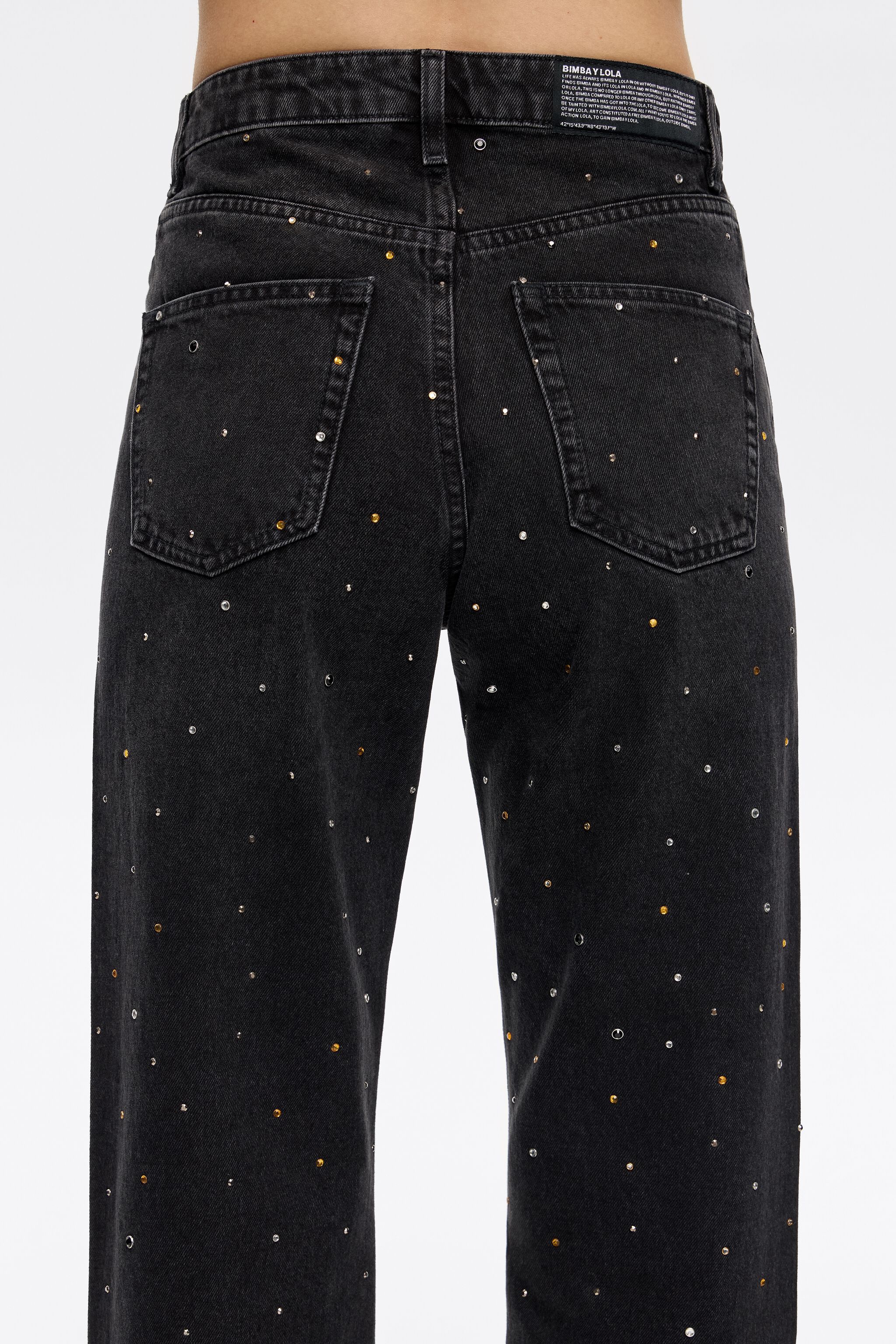 STRAIGHT CROPPED - Black stones jeans