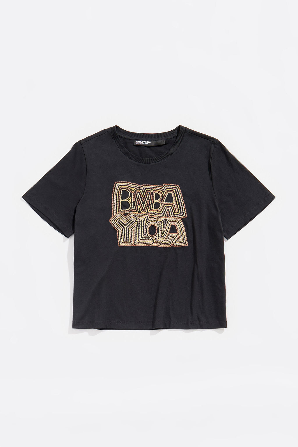 Black embroidered logo T-shirt