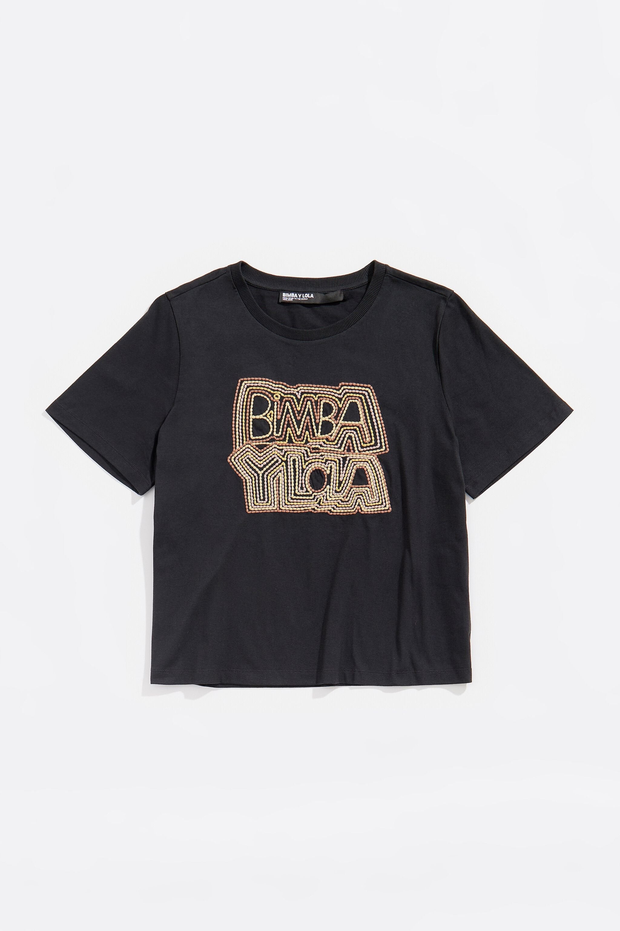 Black embroidered logo T-shirt