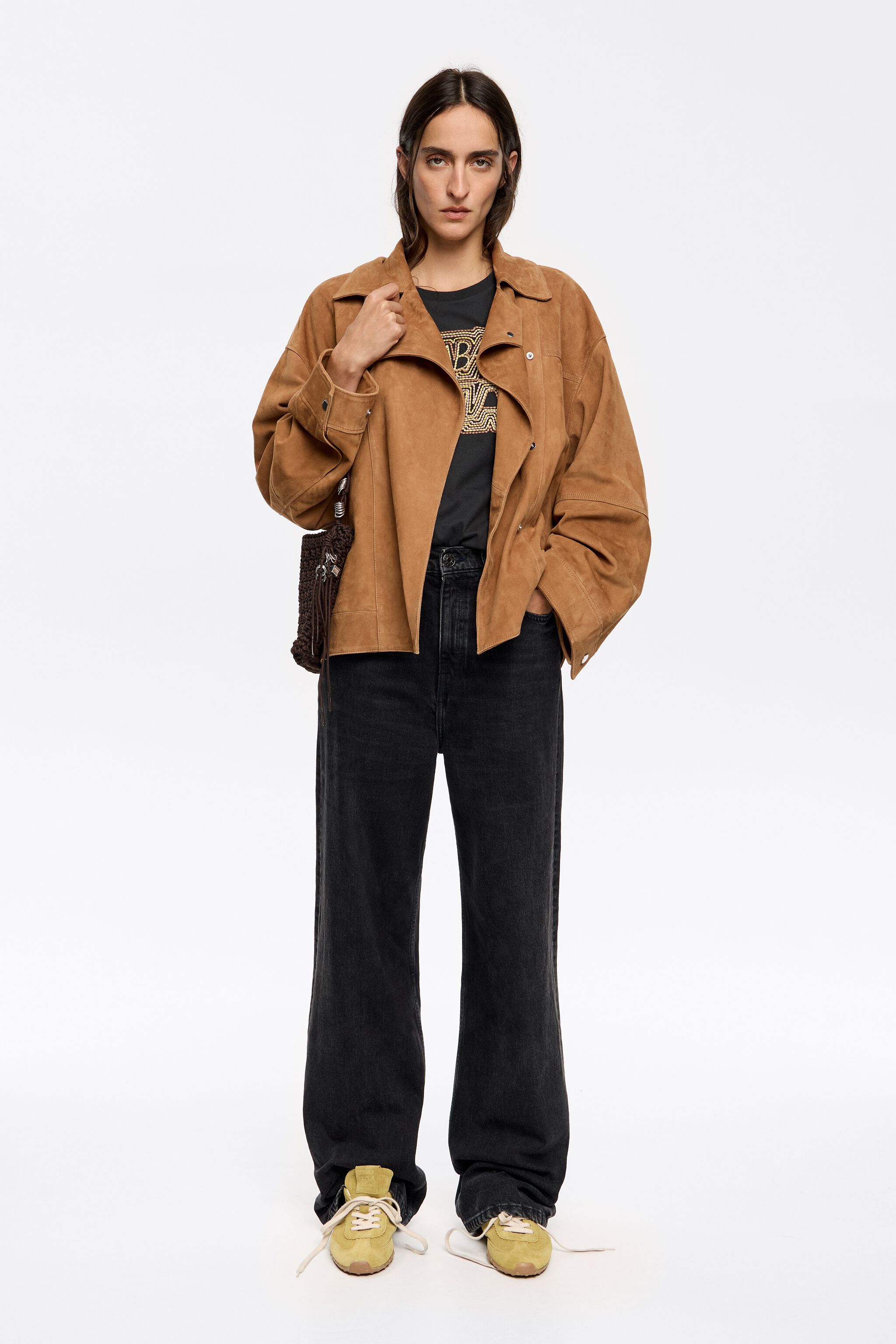 Black embroidered logo T-shirt