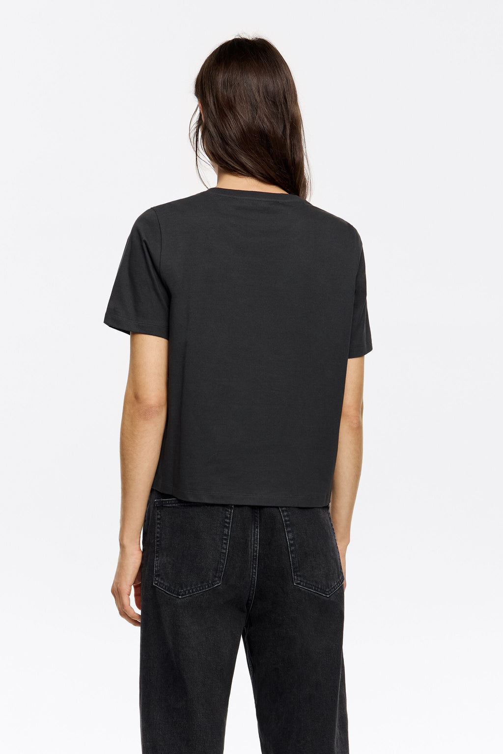 Black embroidered logo T-shirt