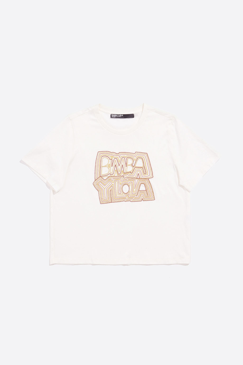 Ivory embroidered logo T-shirt