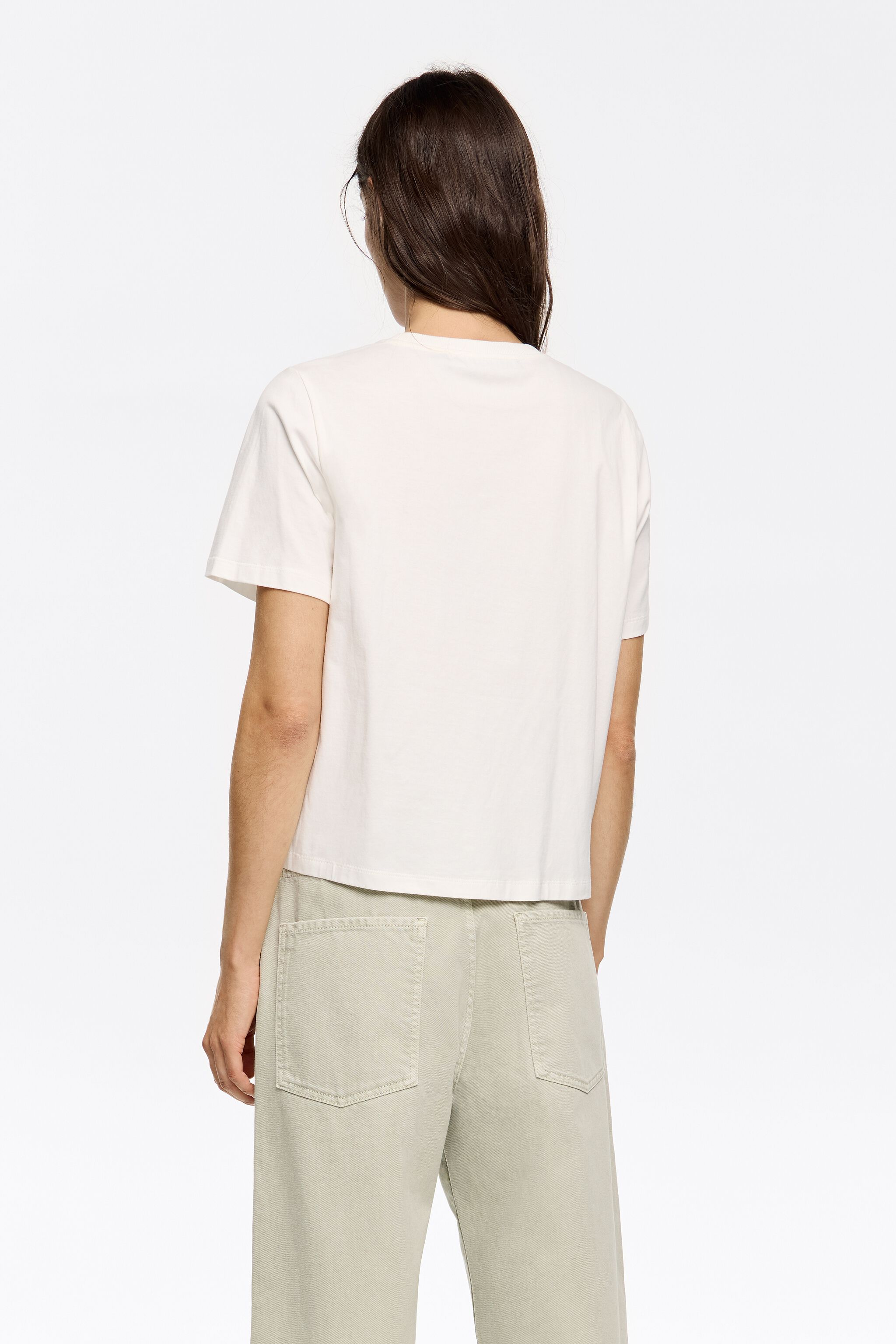 Ivory embroidered logo T-shirt