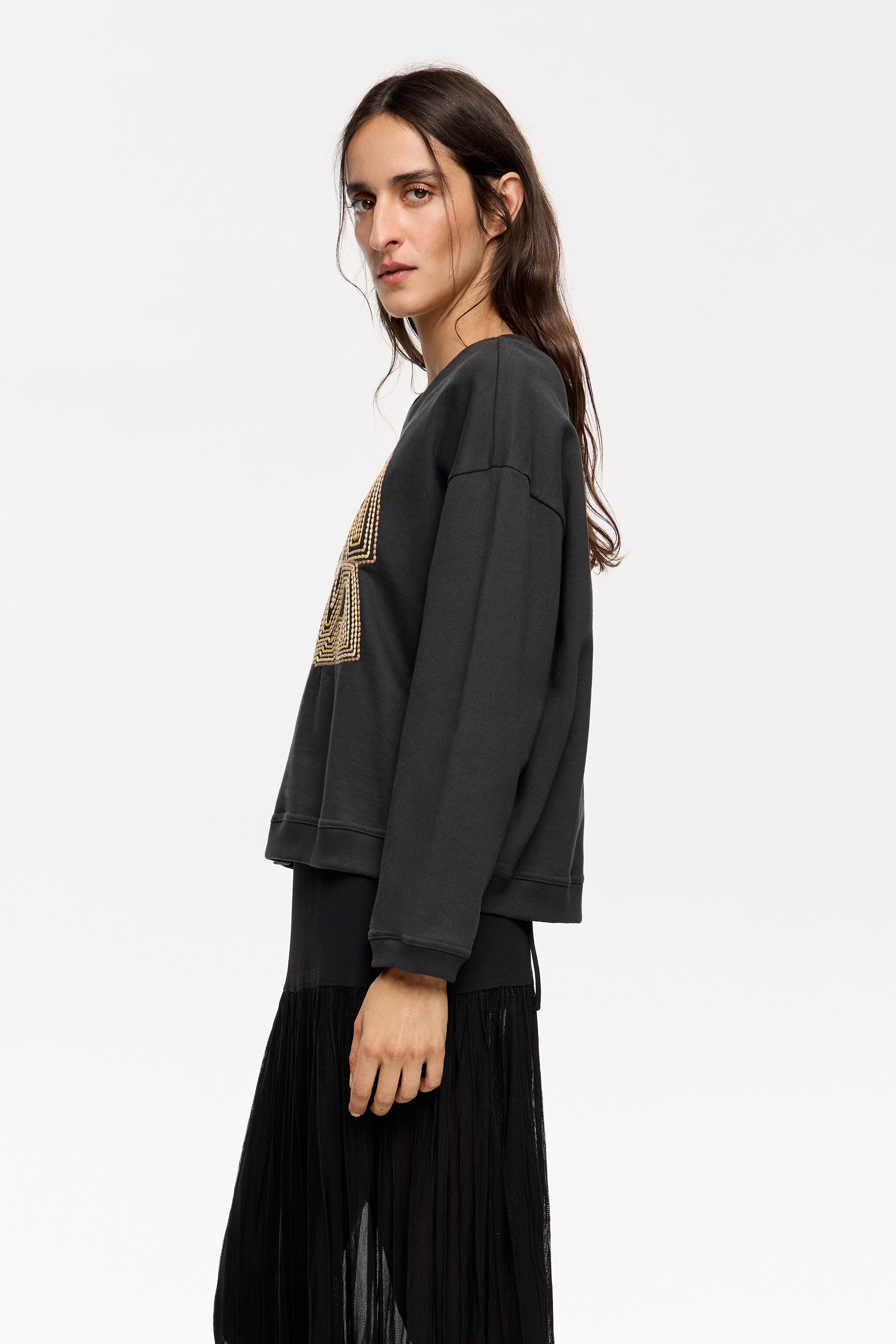 Black embroidered logo sweatshirt