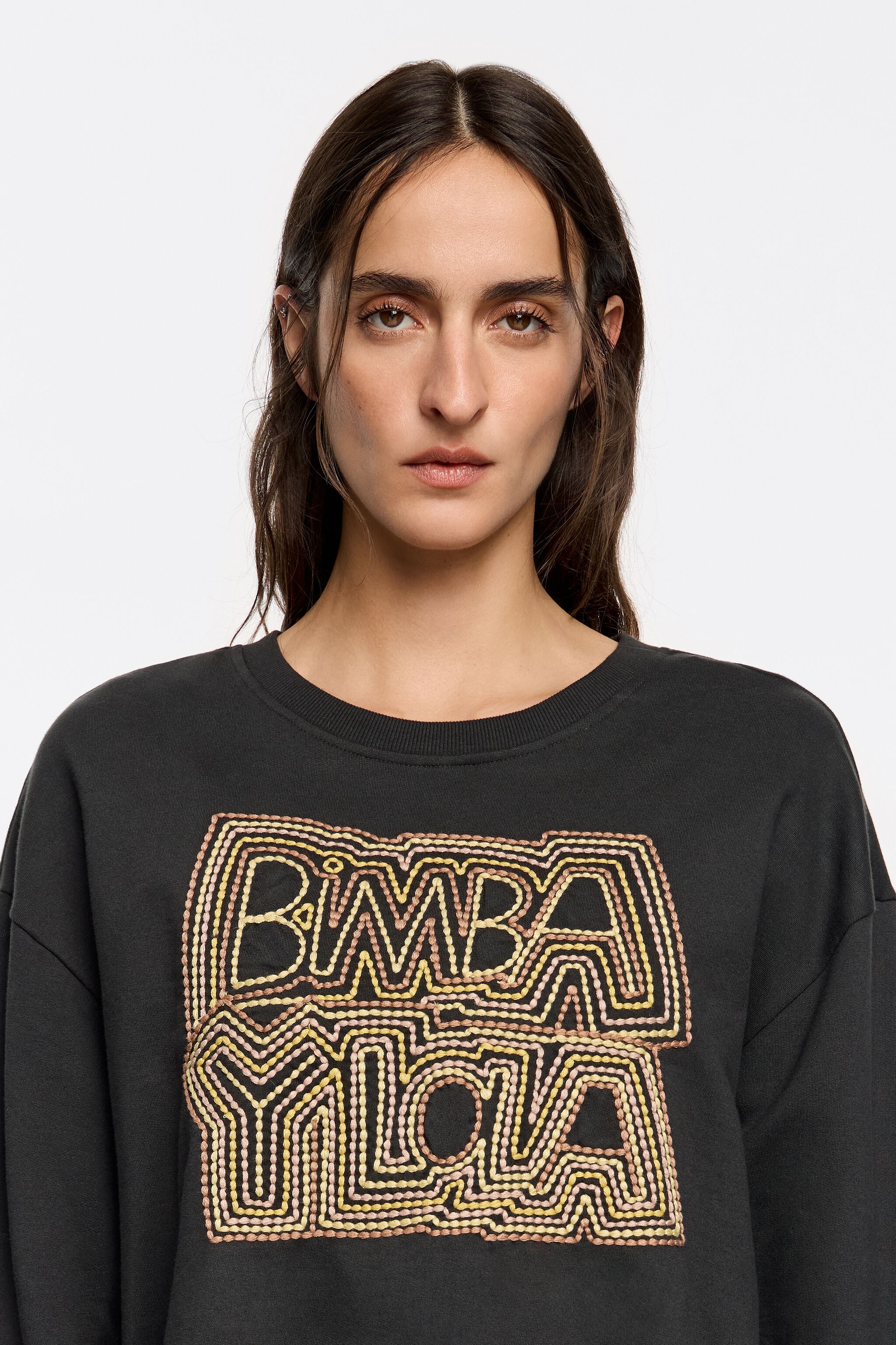 Black embroidered logo sweatshirt