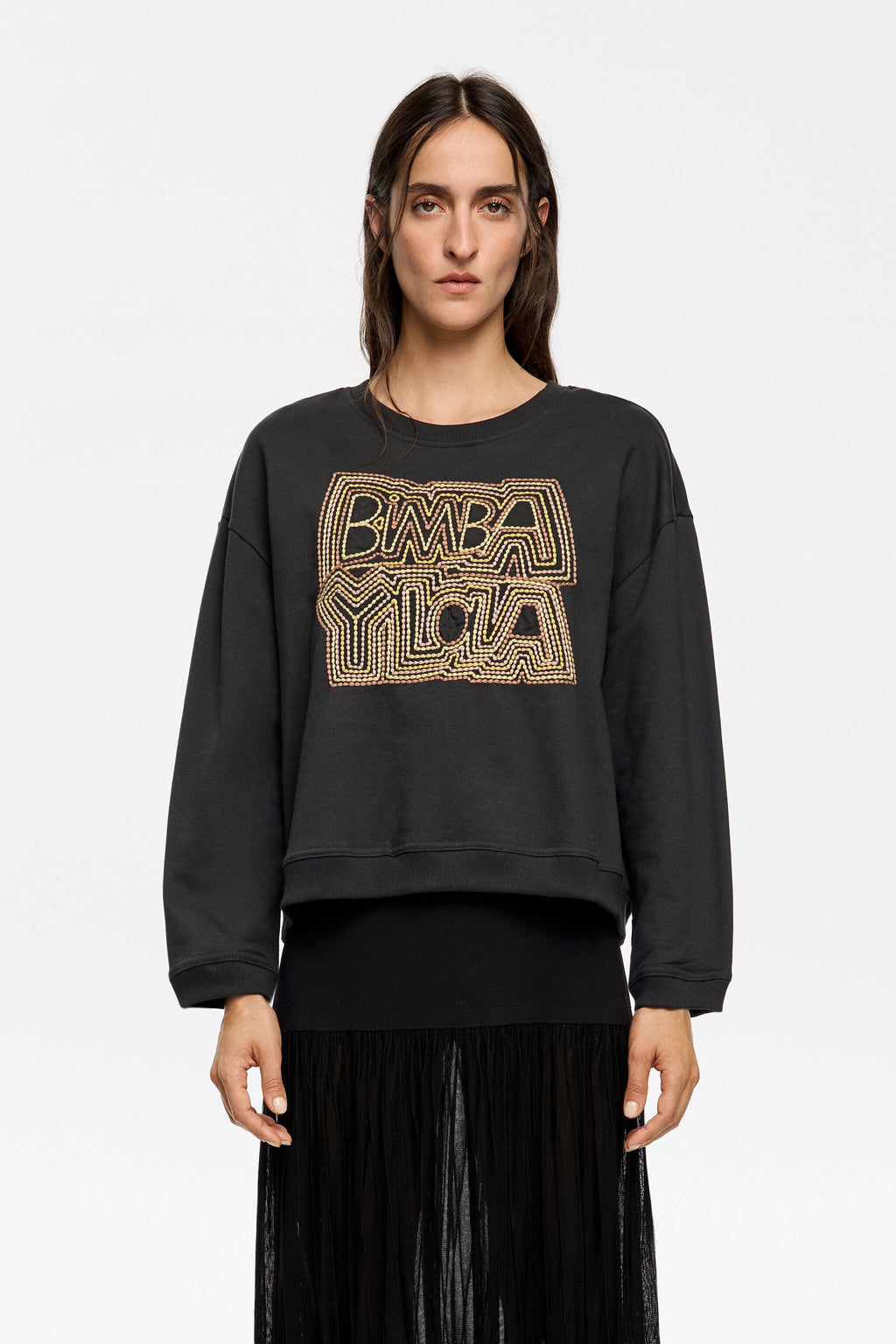 Black embroidered logo sweatshirt