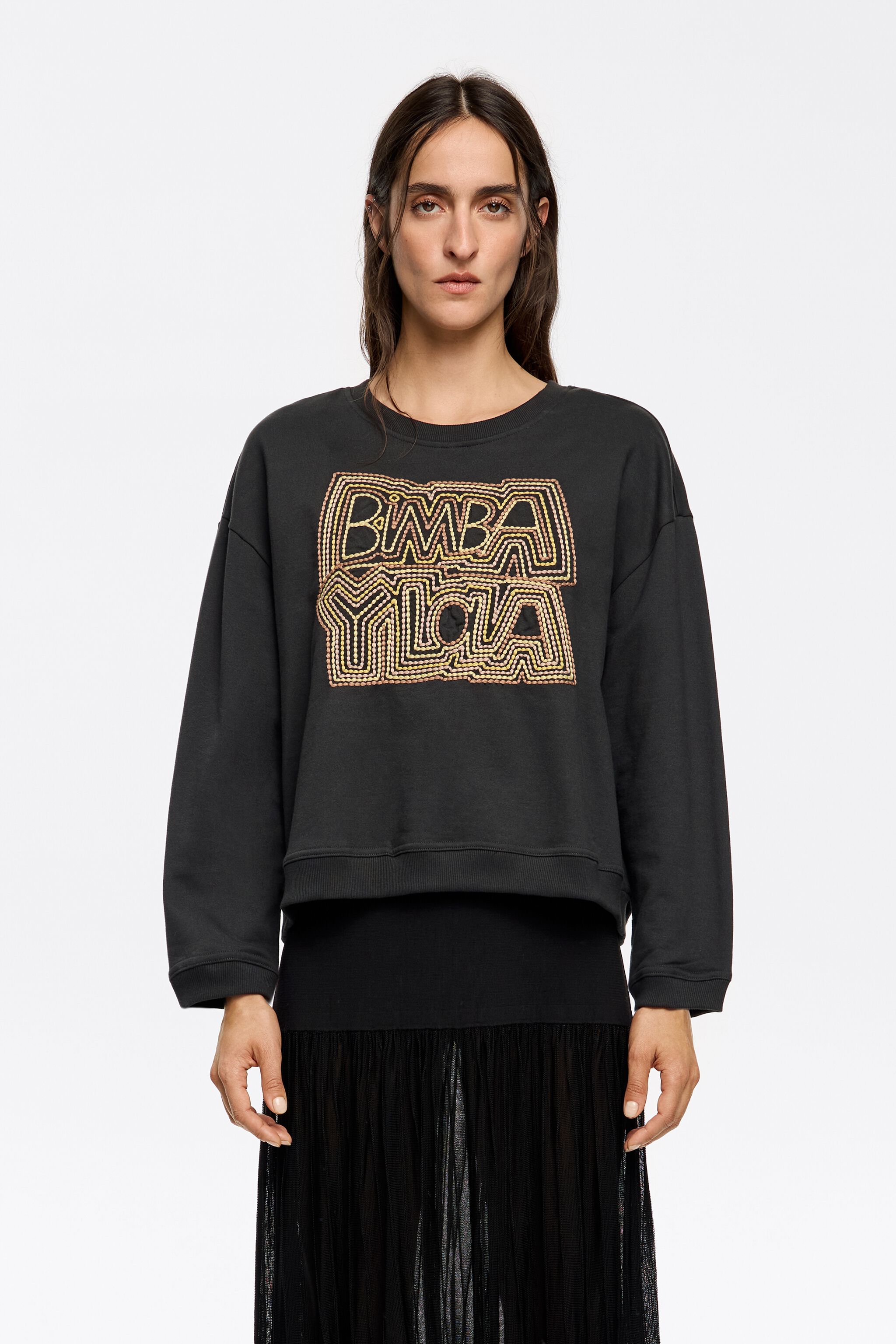 Black embroidered logo sweatshirt
