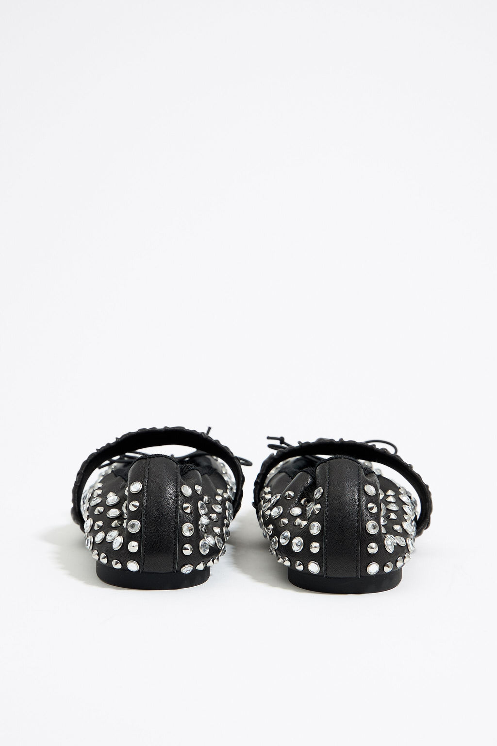 Studded black leather ballerina