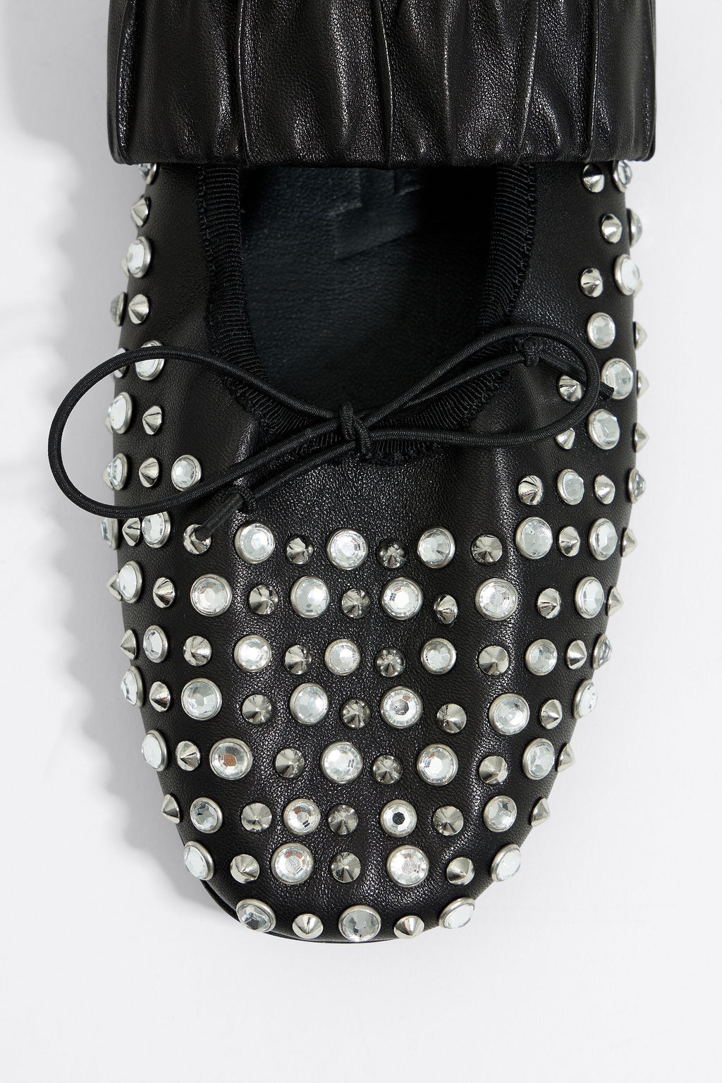 Studded black leather ballerina