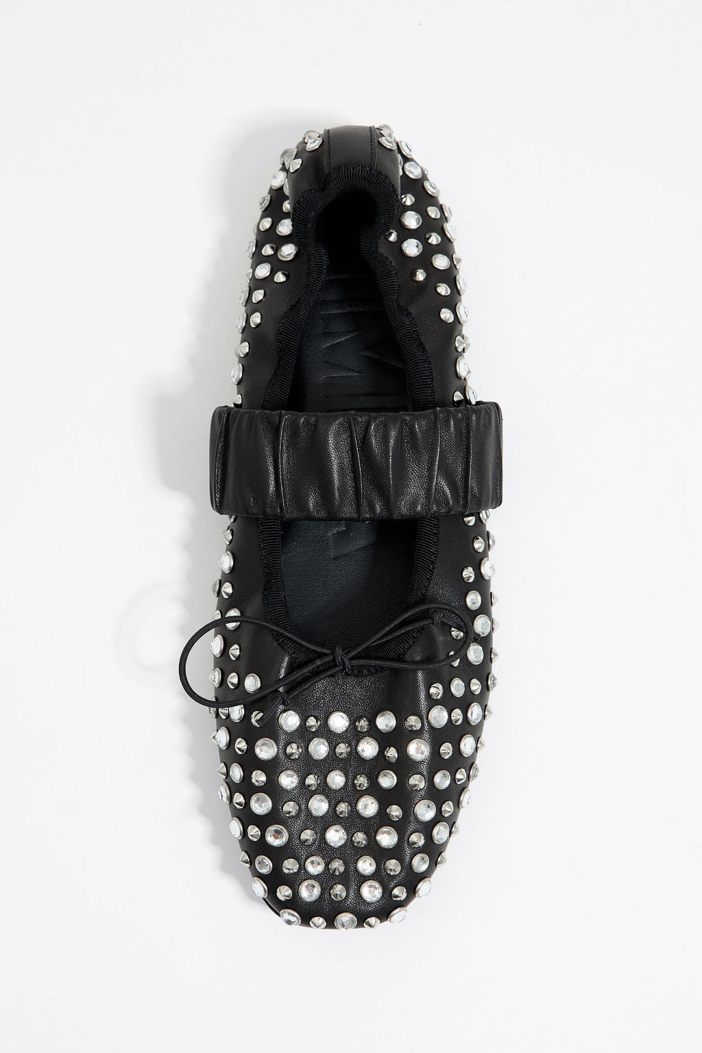 Studded black leather ballerina