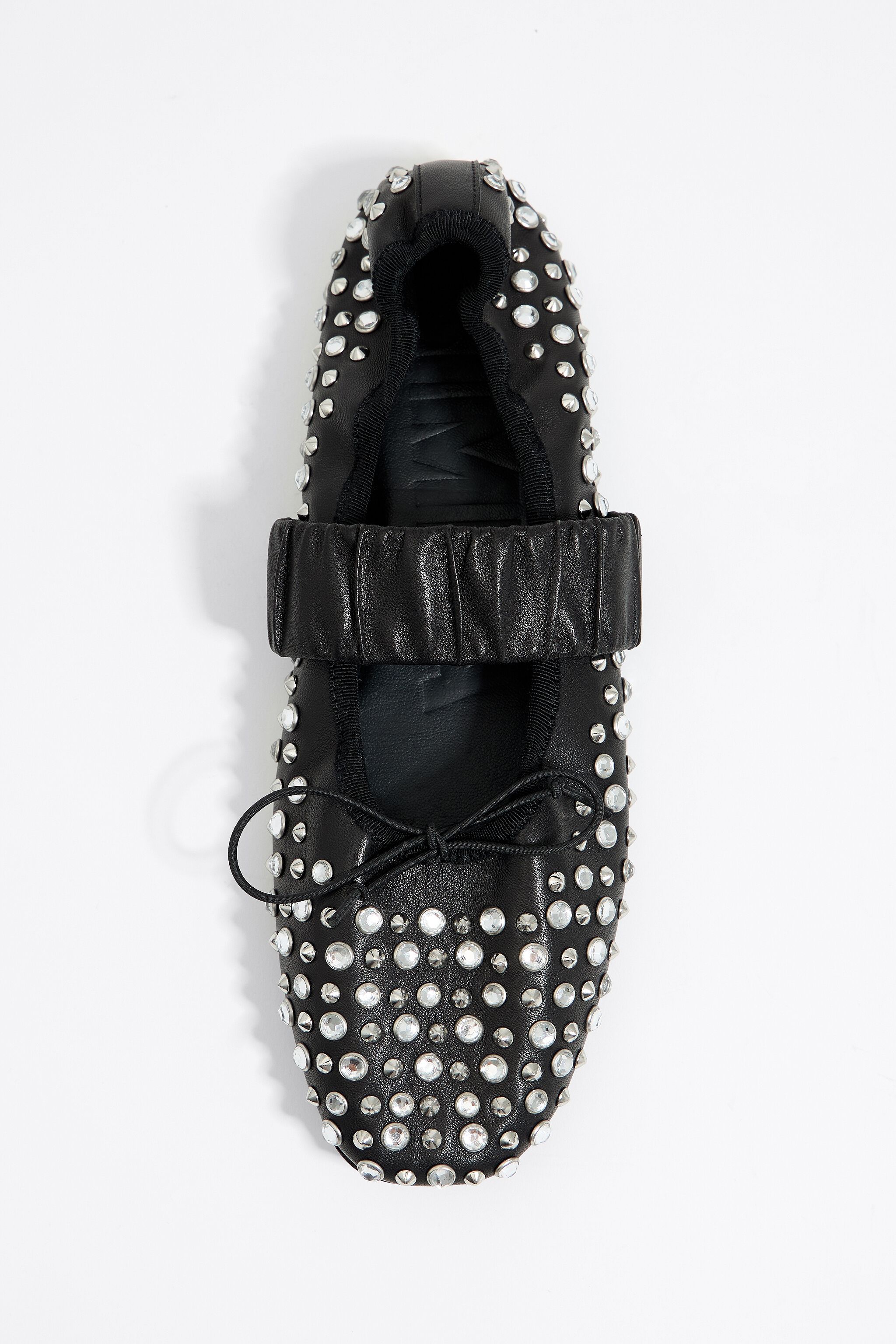 Studded black leather ballerina