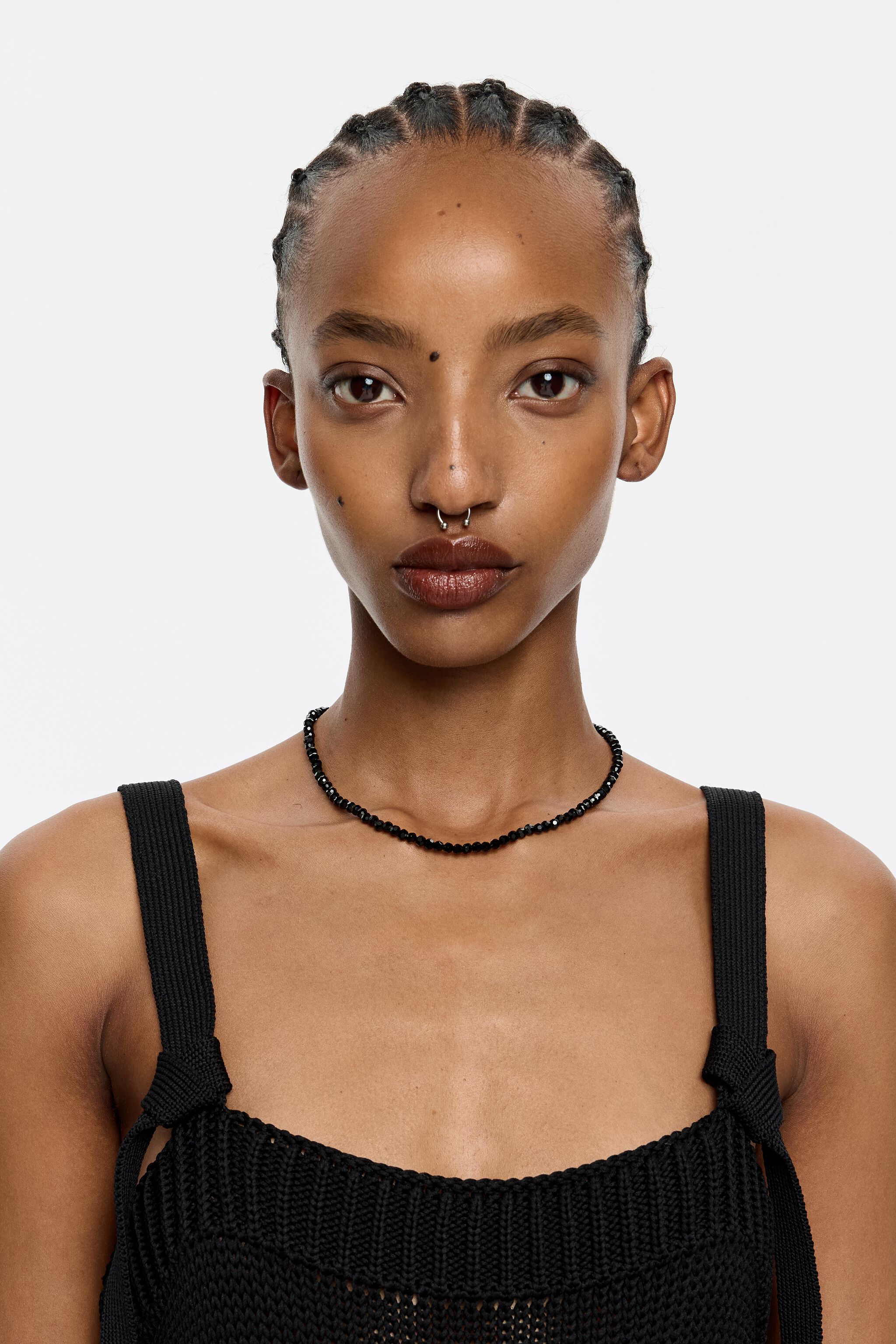 Black crystals and logo heart necklace