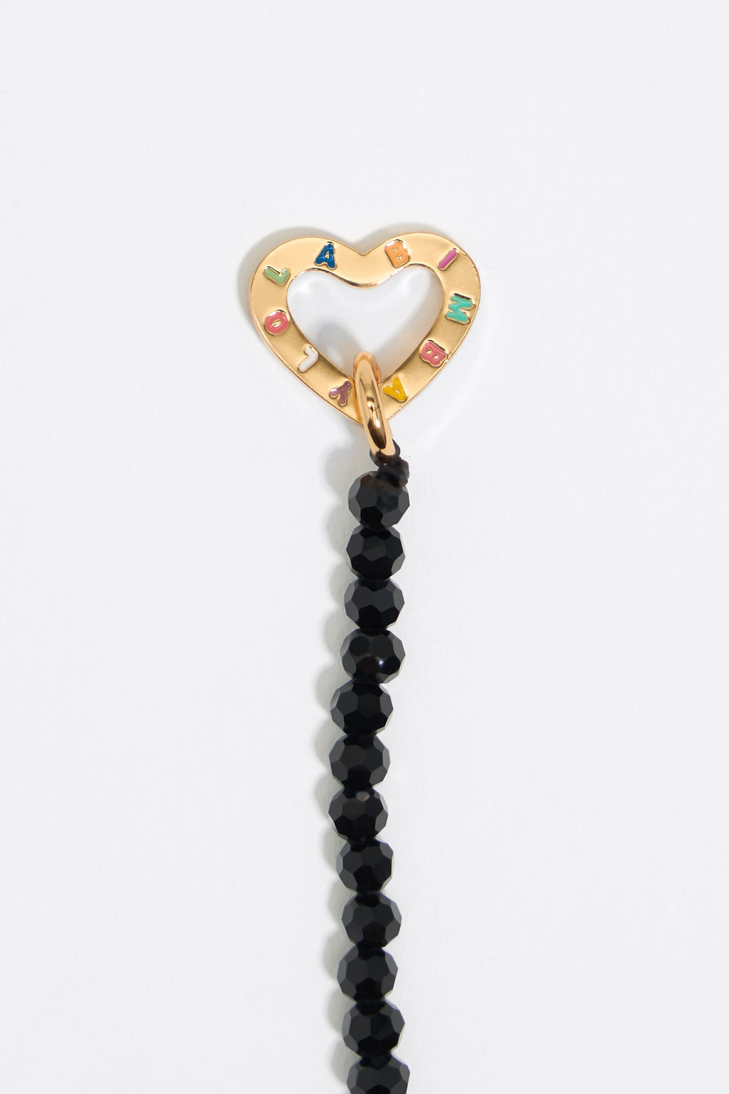 Black crystals and logo heart necklace
