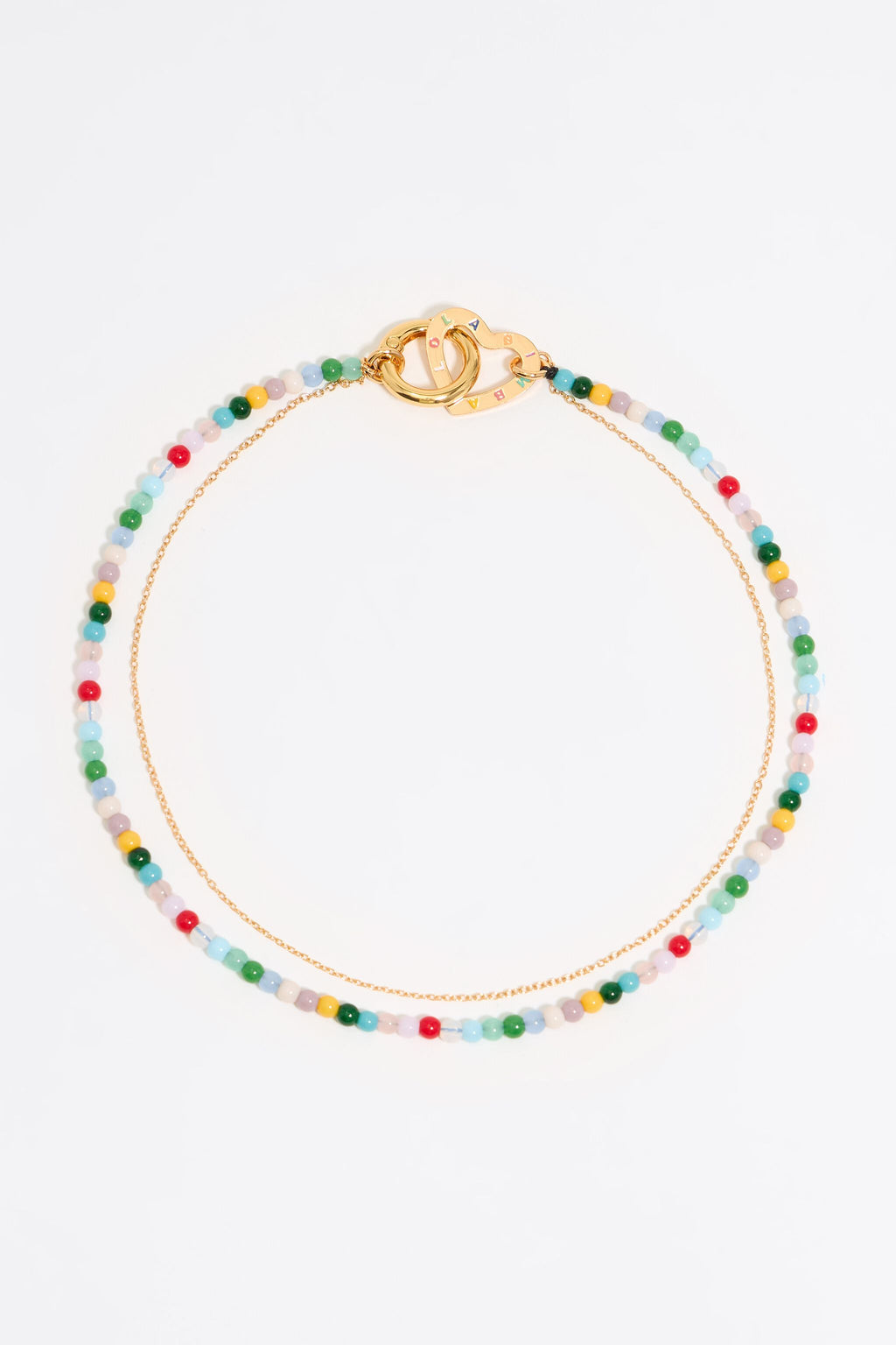 Multicolor stones double-layer chain necklace