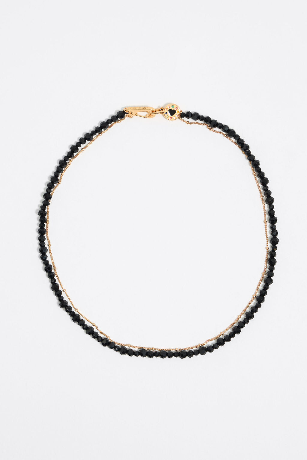 Black crystals heart logo necklace