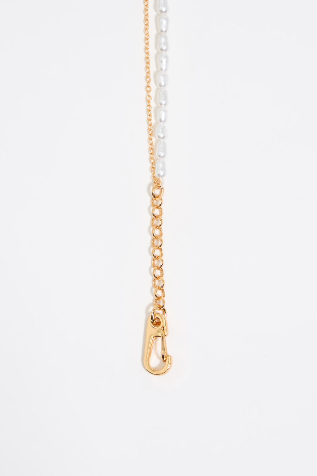 Pearl and heart logo double chain necklace
