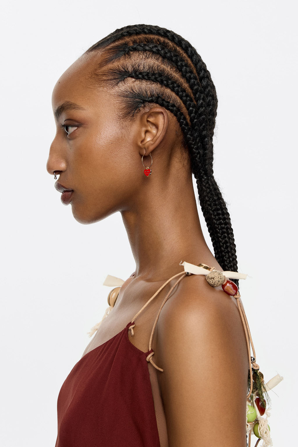 Red heart logo hoop earrings