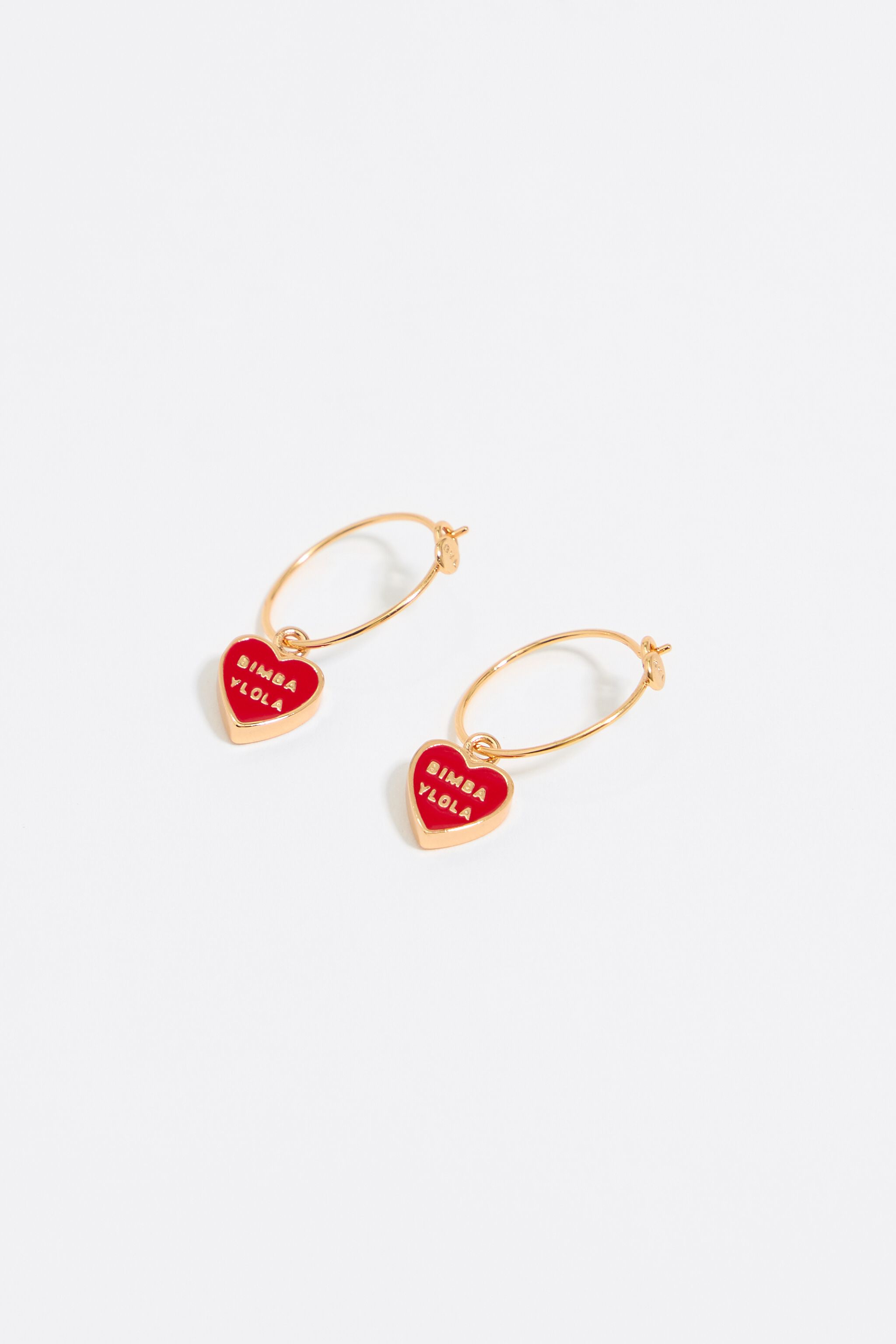 Red heart logo hoop earrings
