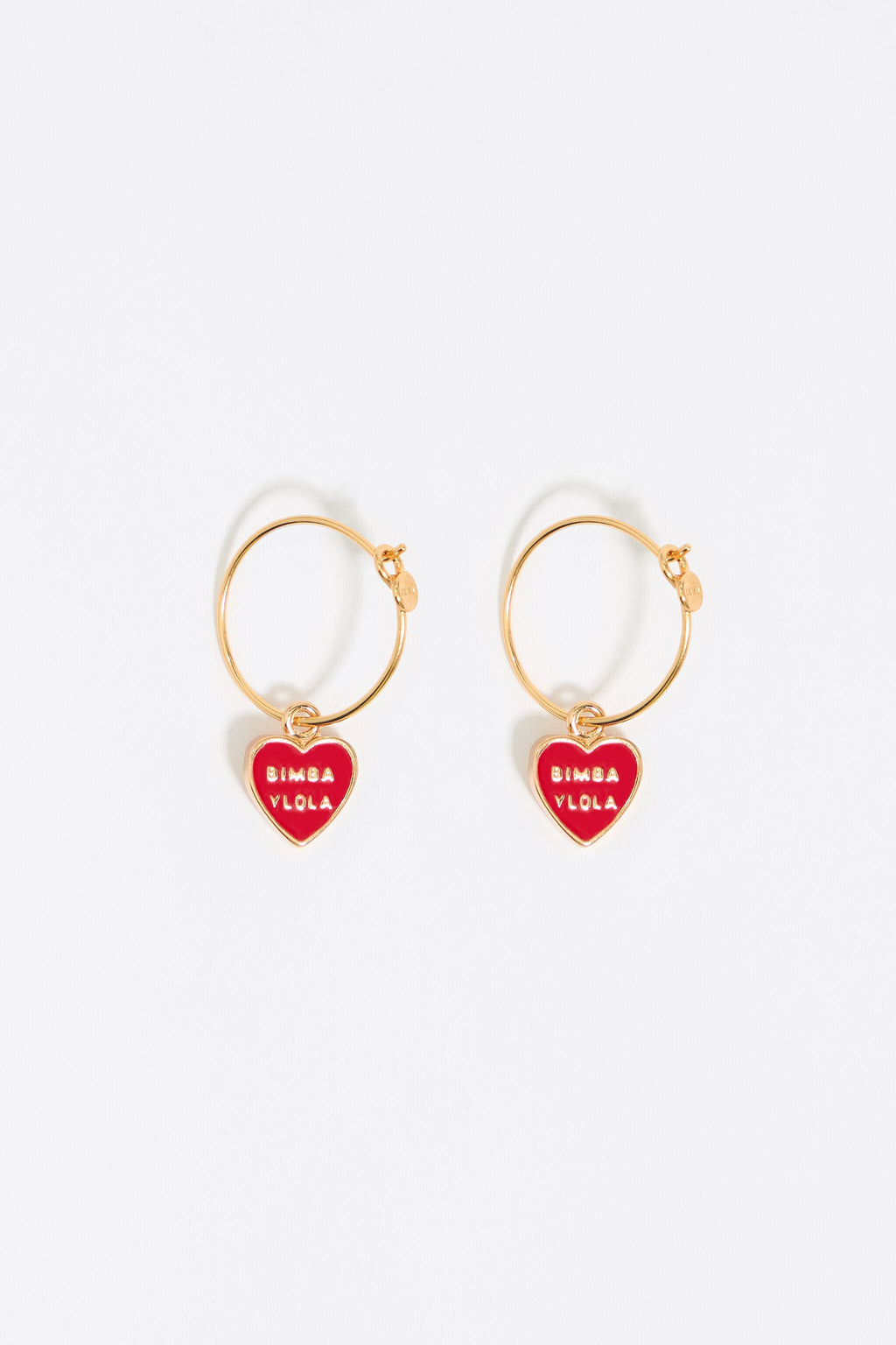 Red heart logo hoop earrings