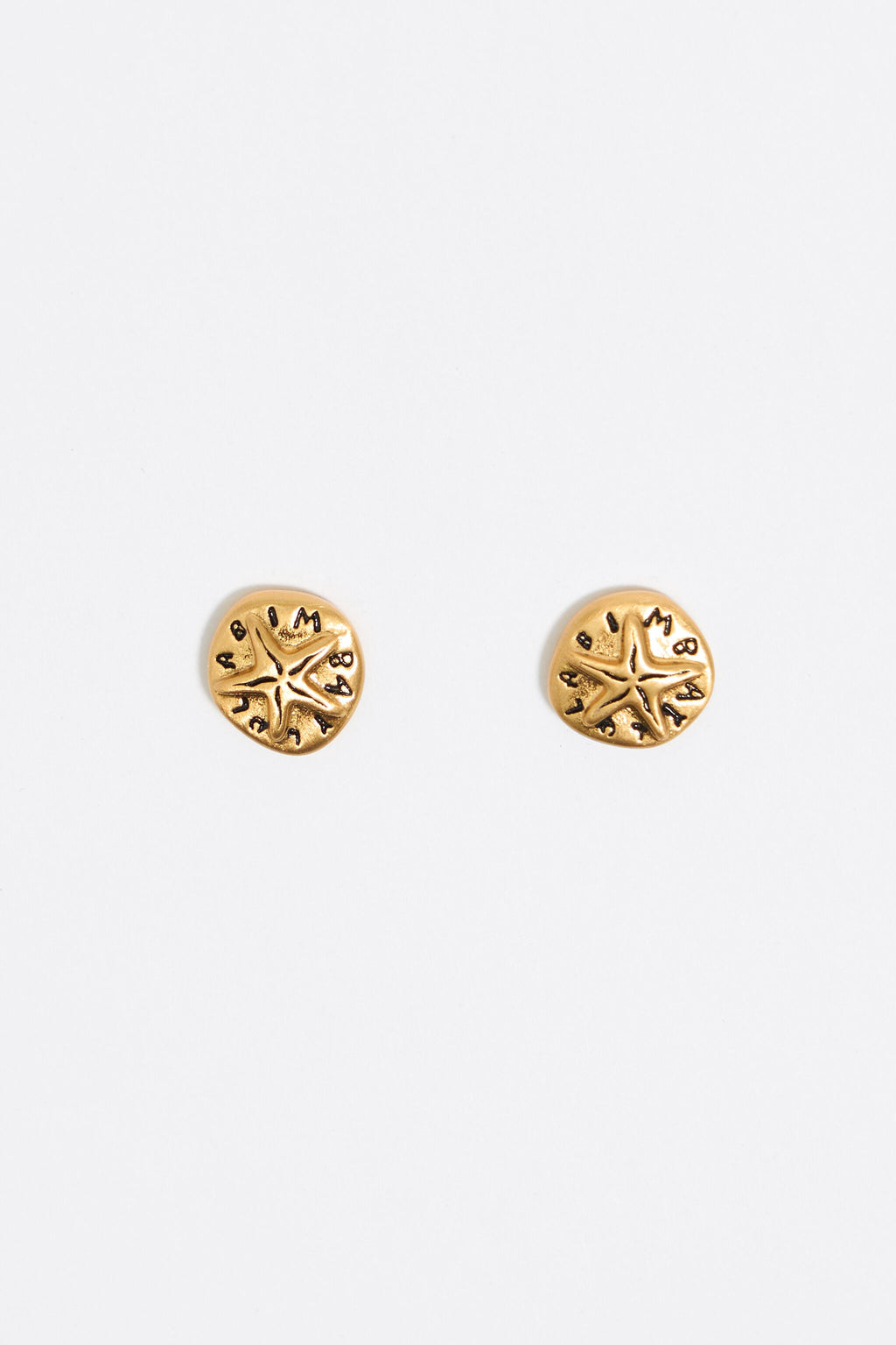Gold coin logo earrings