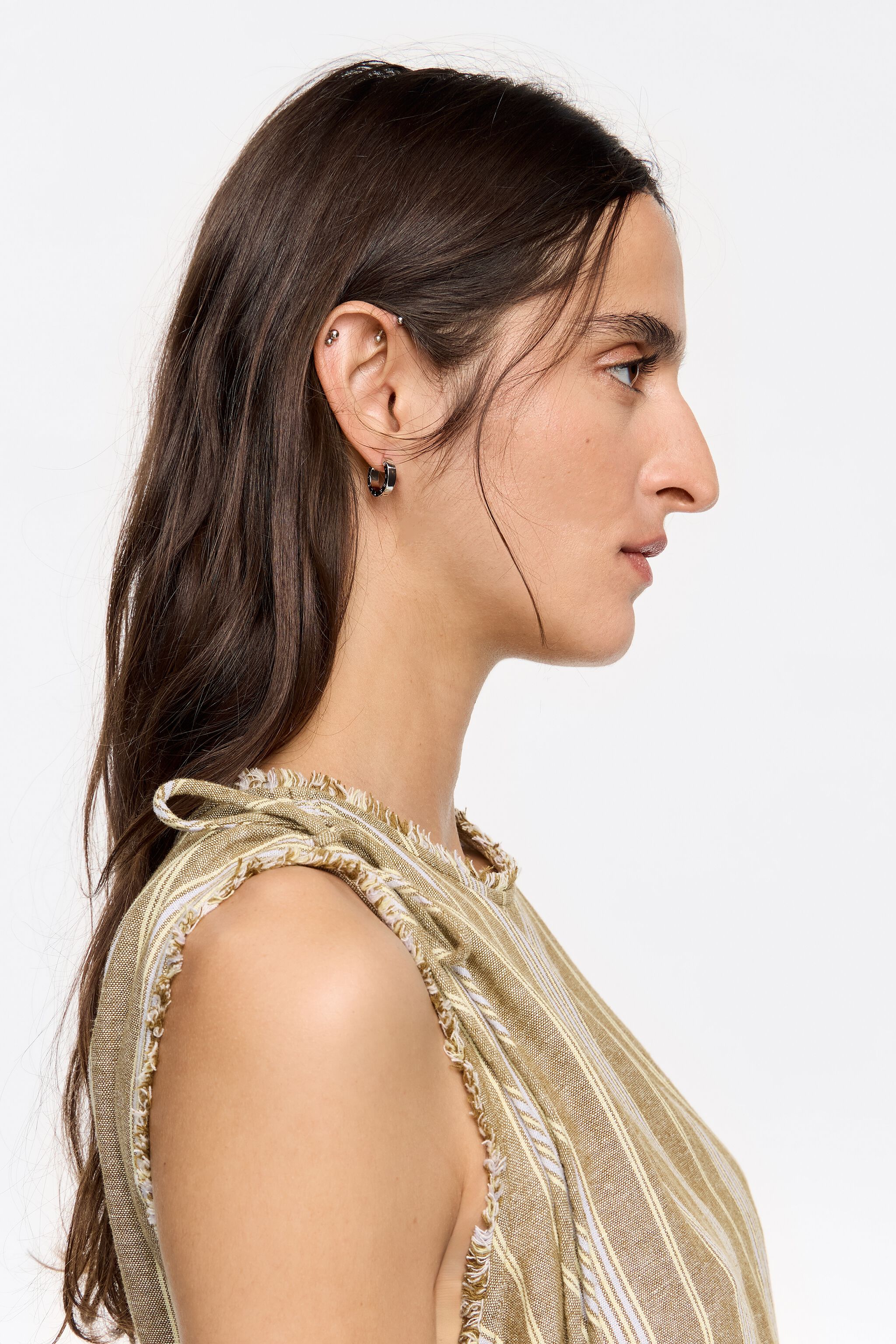 Silver logo hoop earrings