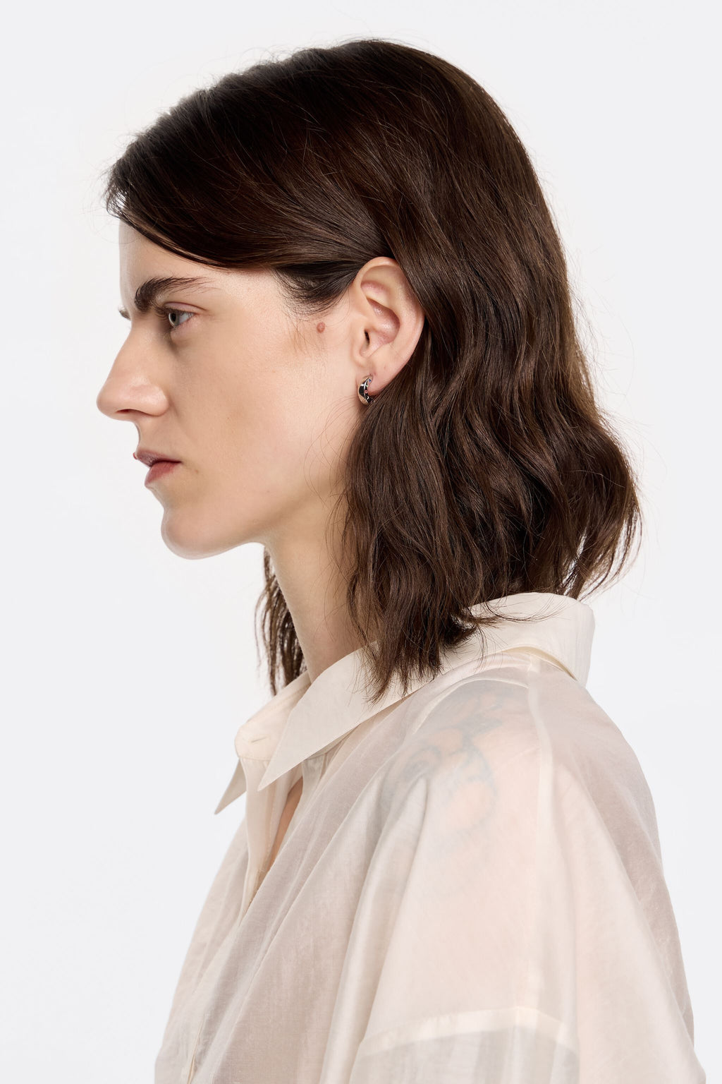 Silver logo hoop earrings