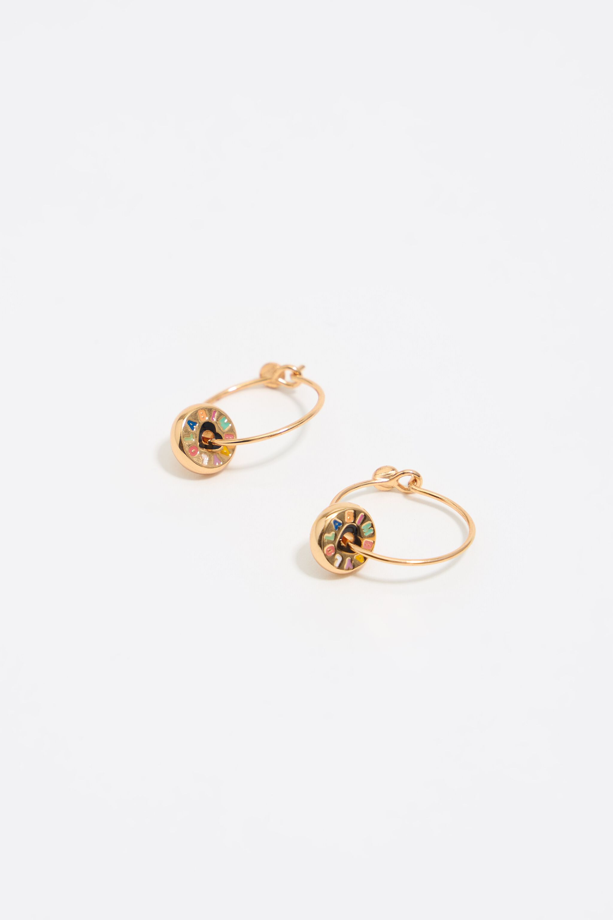 Gold heart logo hoop earrings