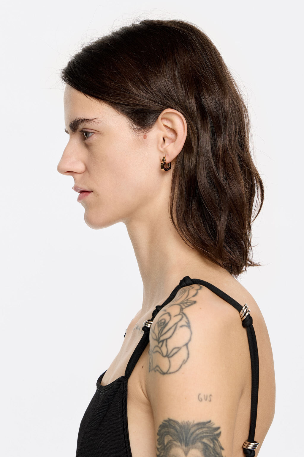 Golden heart logo hoop earrings