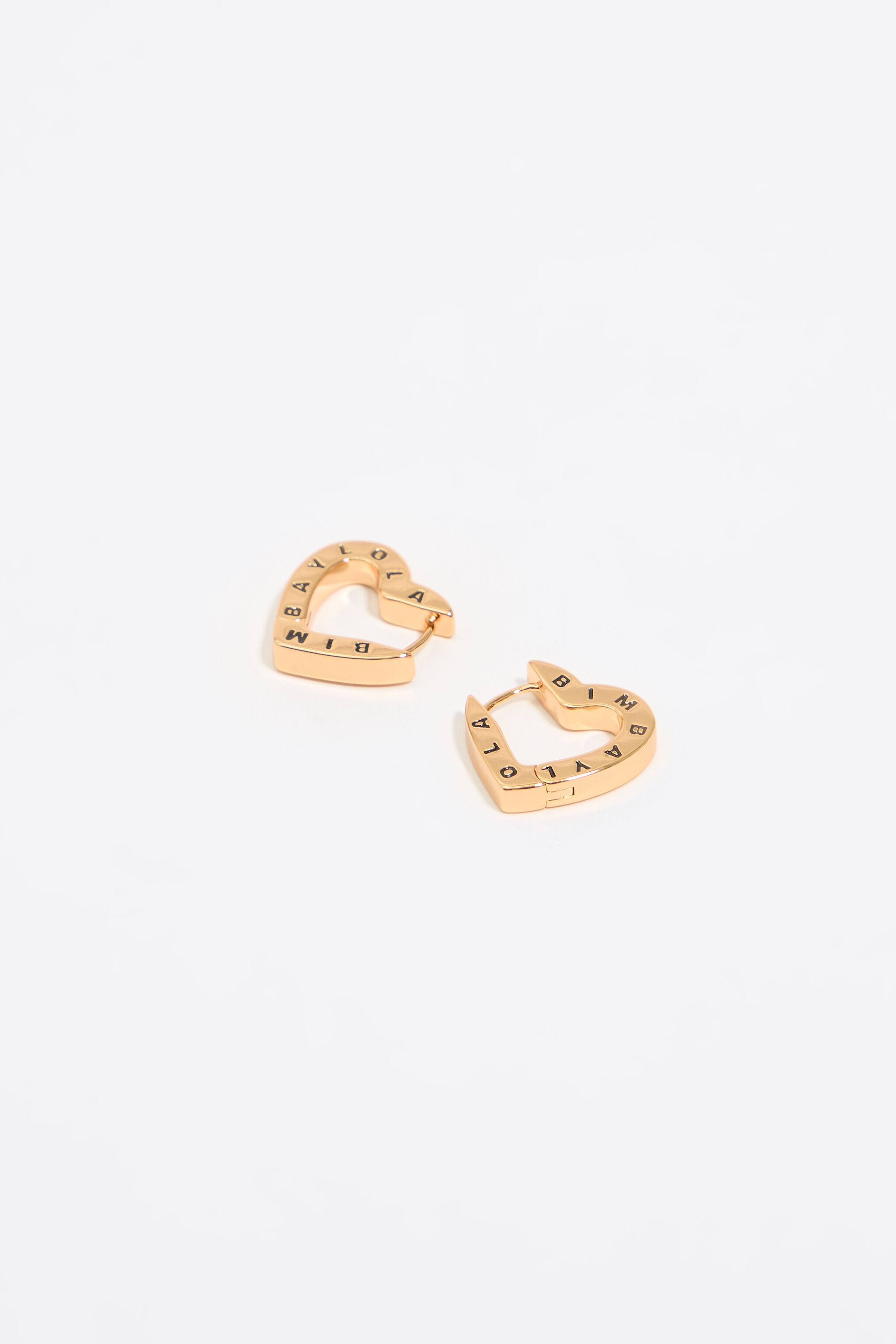 Golden heart logo hoop earrings