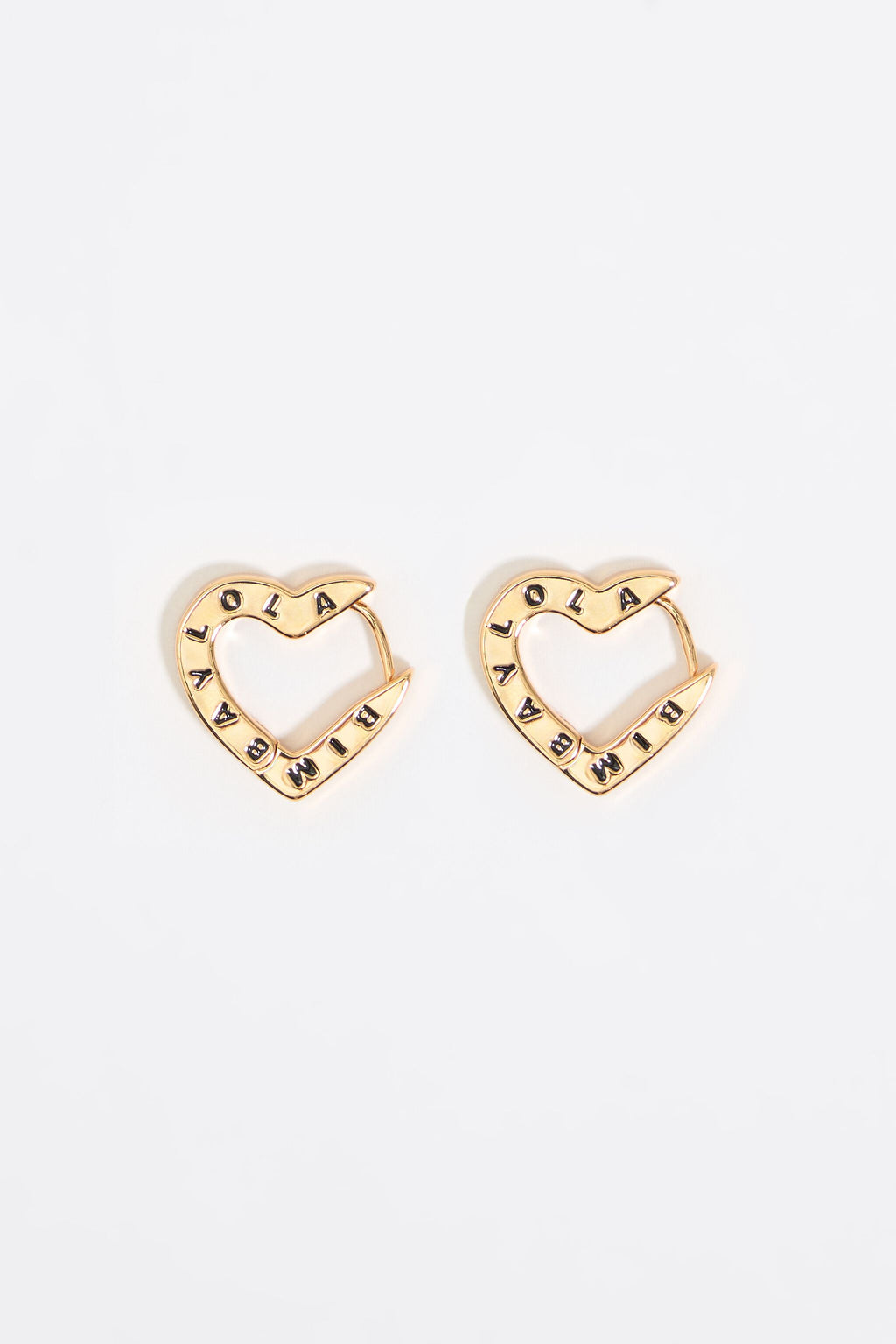 Golden heart logo hoop earrings