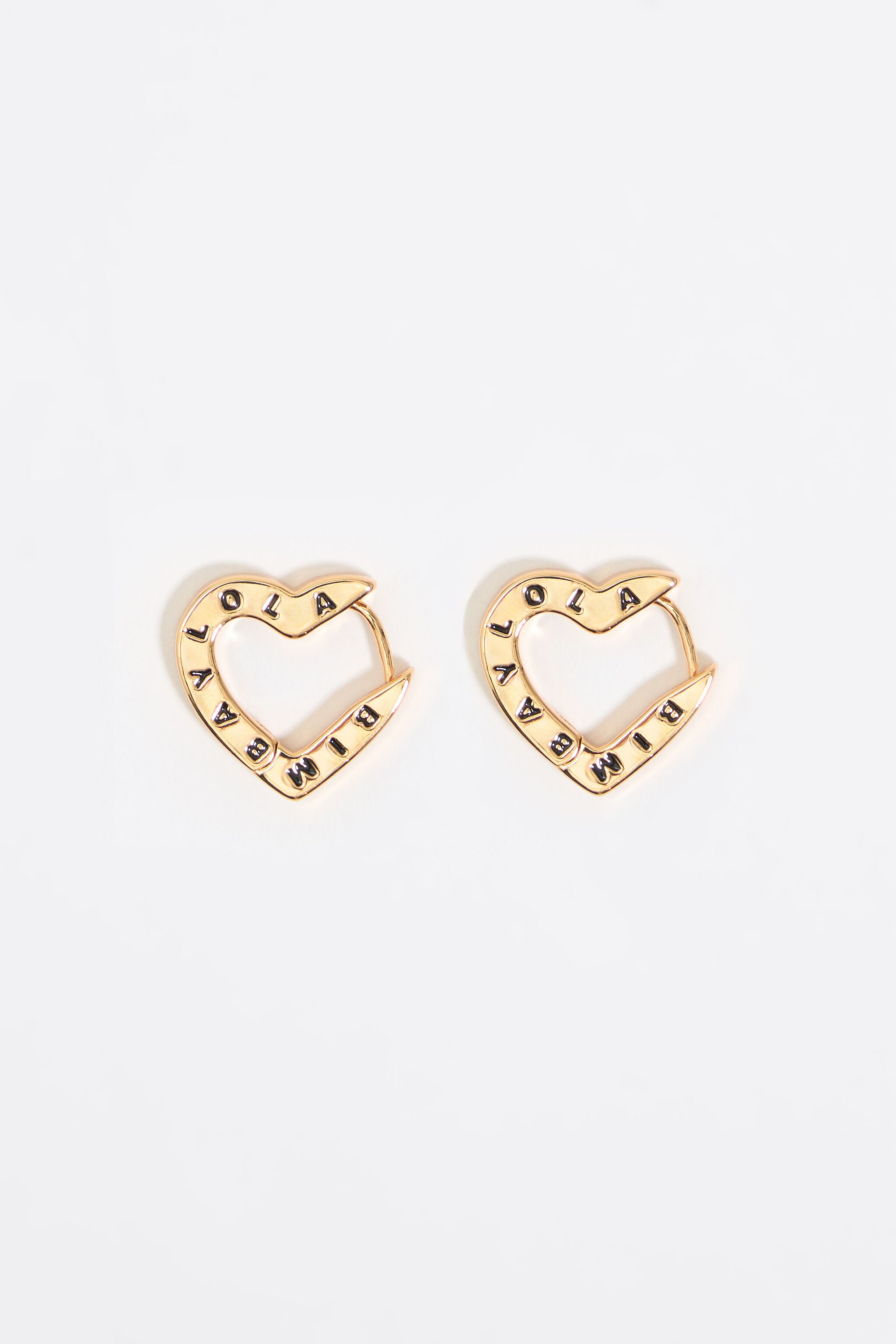Golden heart logo hoop earrings