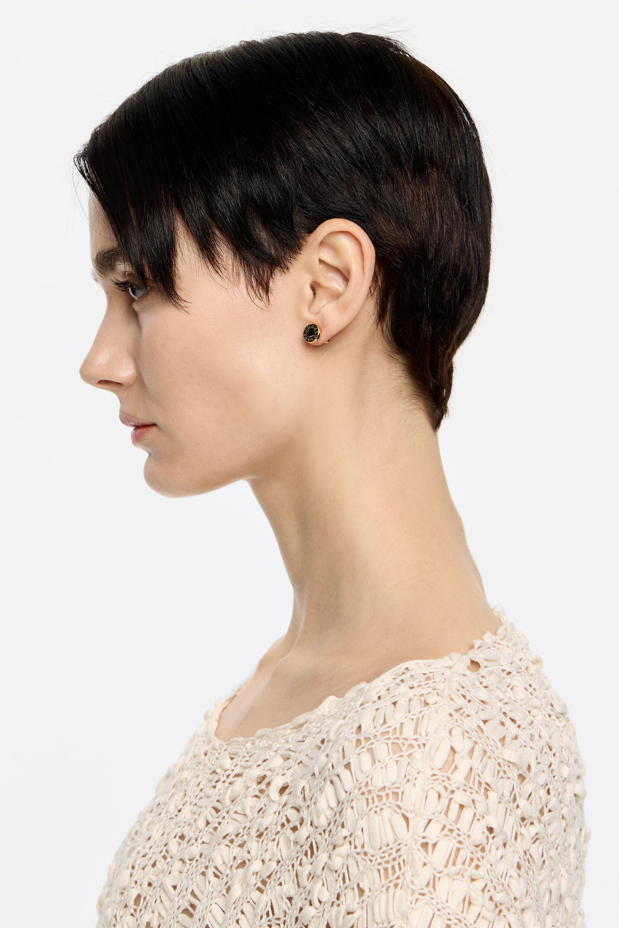 Black heart logo earrings