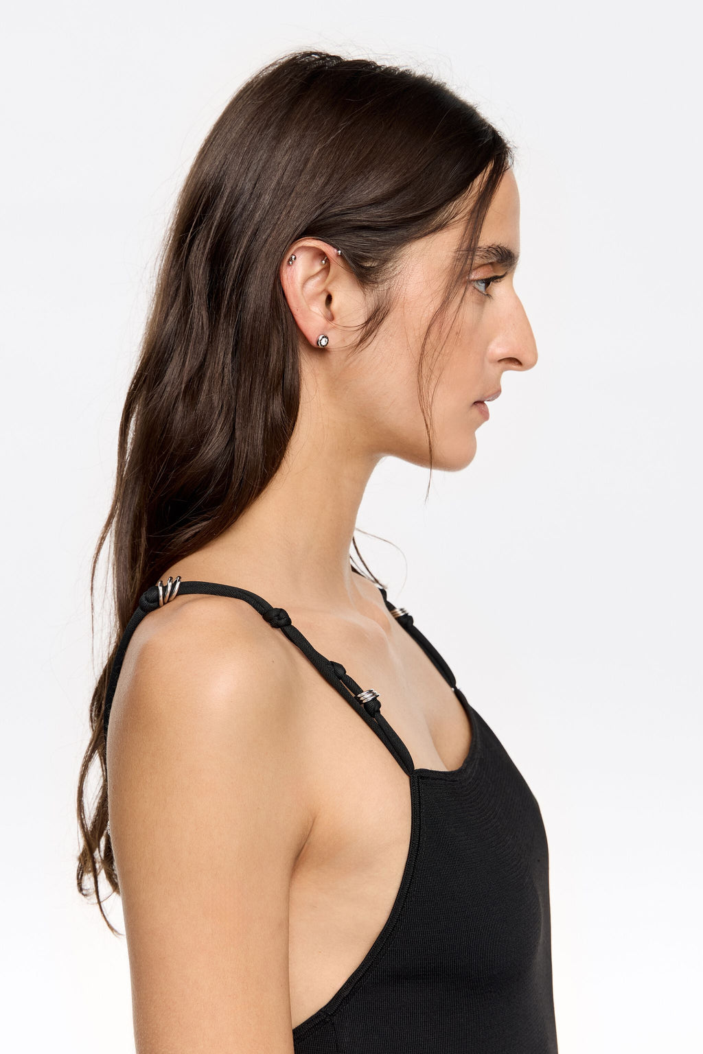 Silver logo and crystal earrings