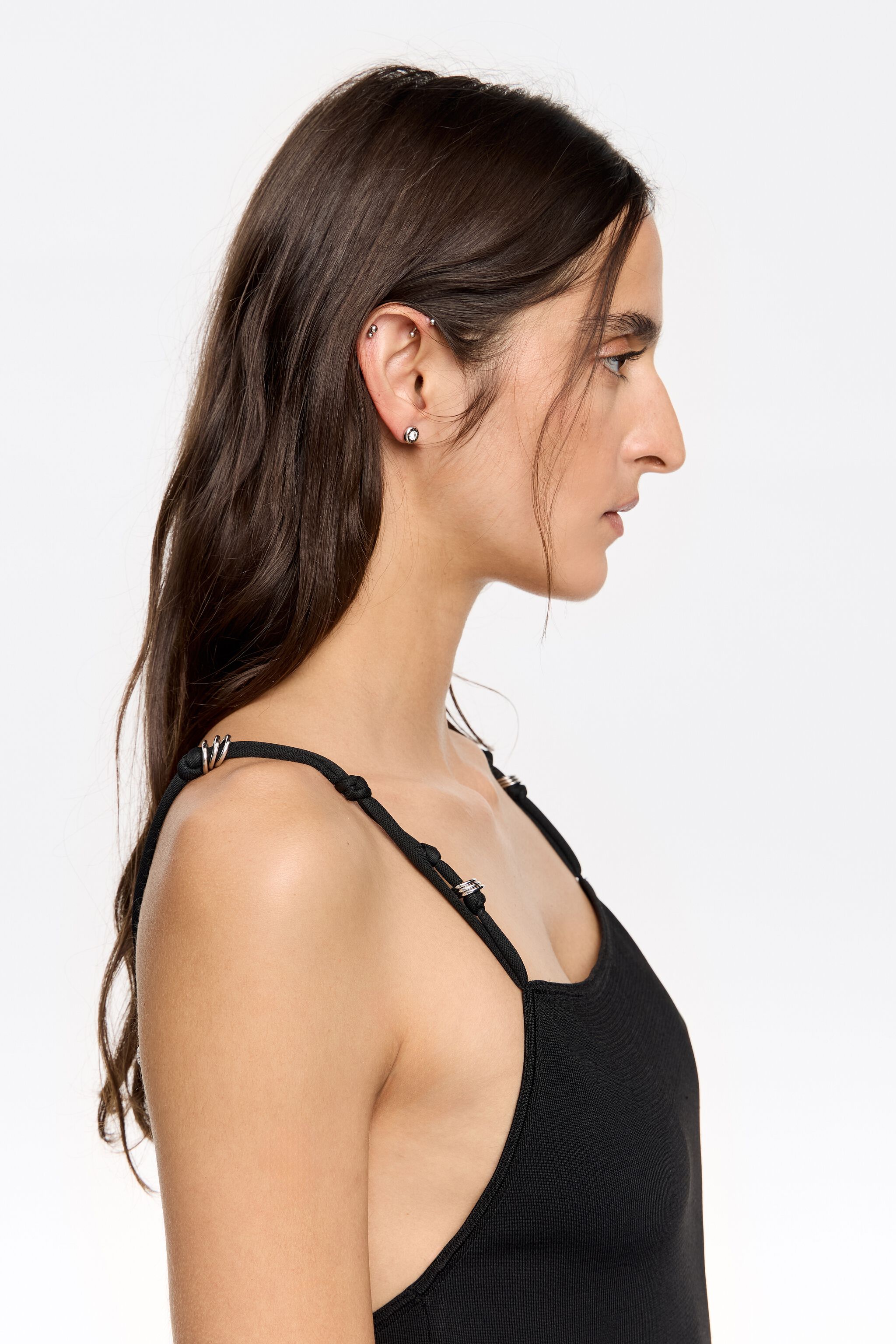 Silver logo and crystal earrings