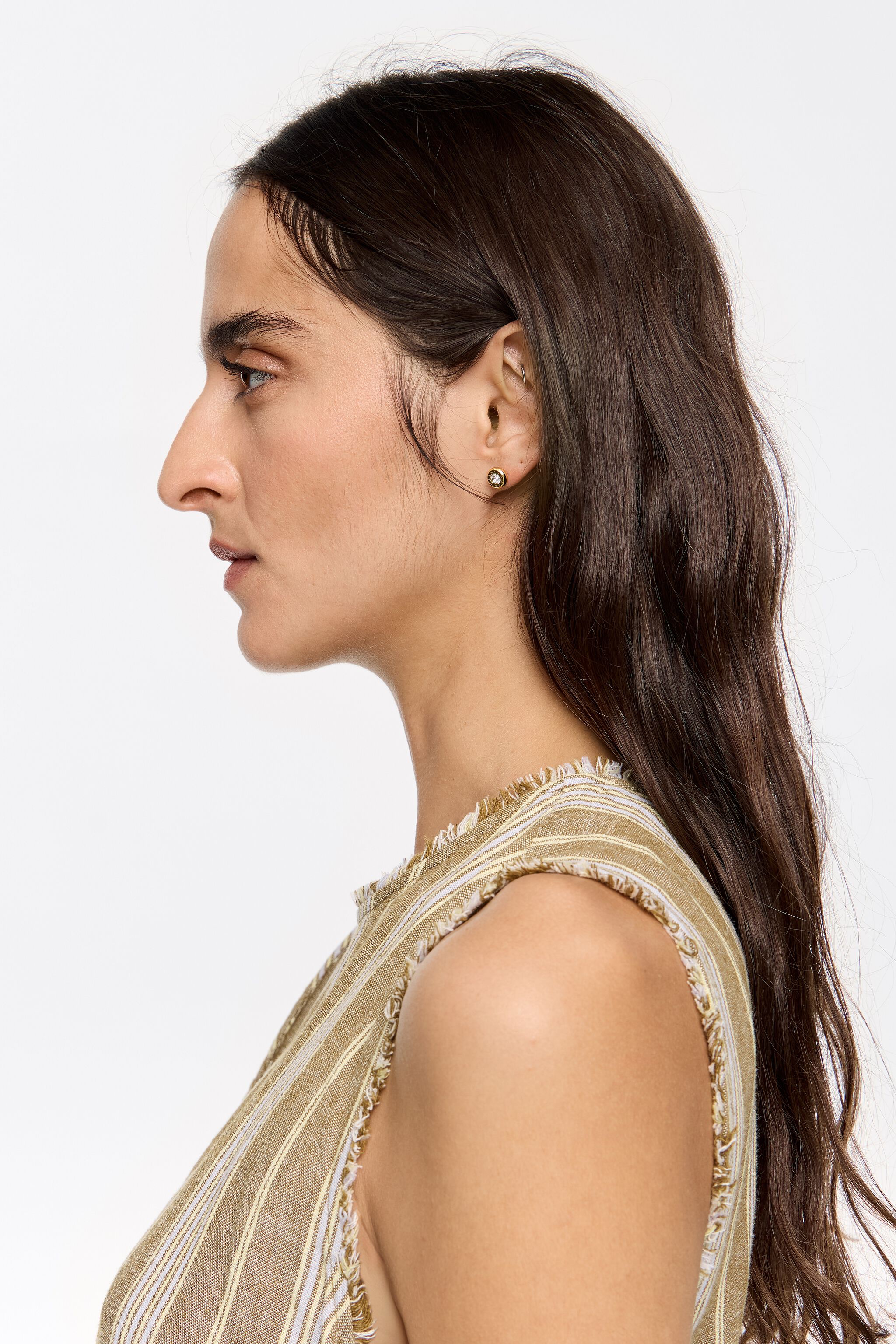 Gold logo and crystal earrings