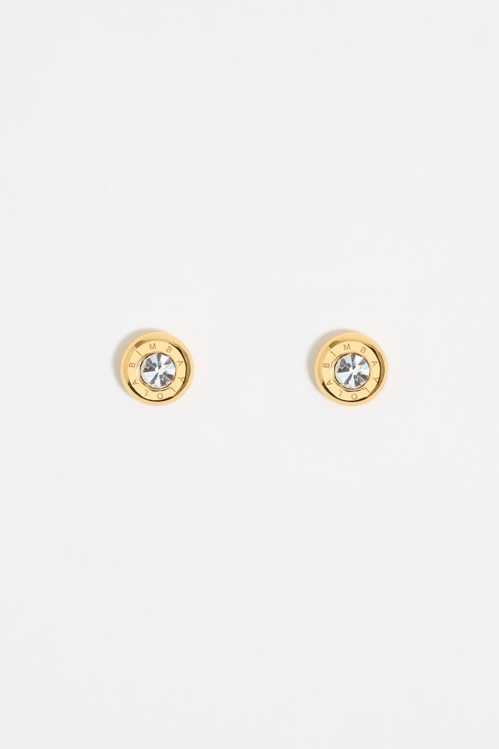 Gold logo and crystal earrings