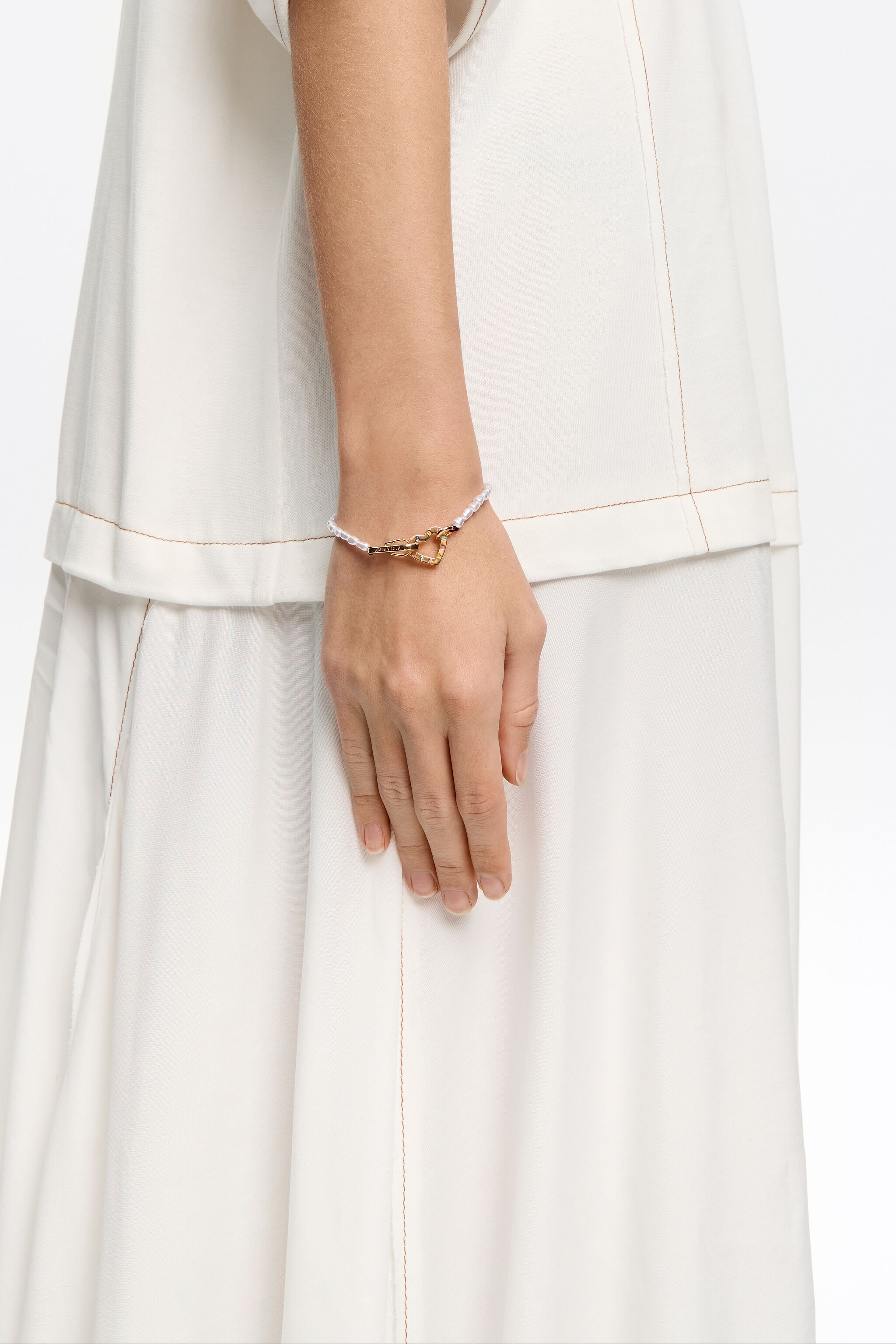 Logo heart pearl bracelet