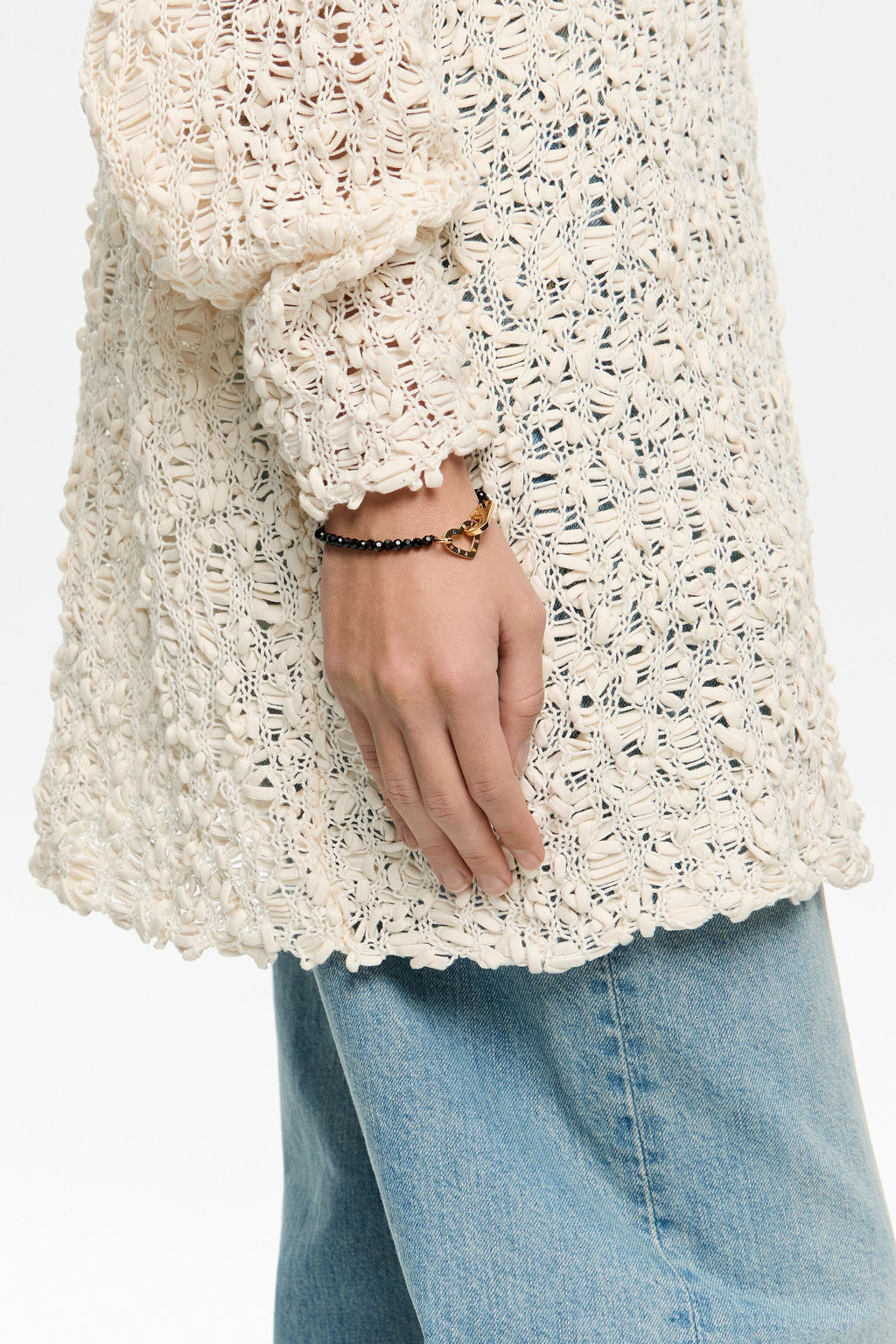 Logo heart black crystals bracelet