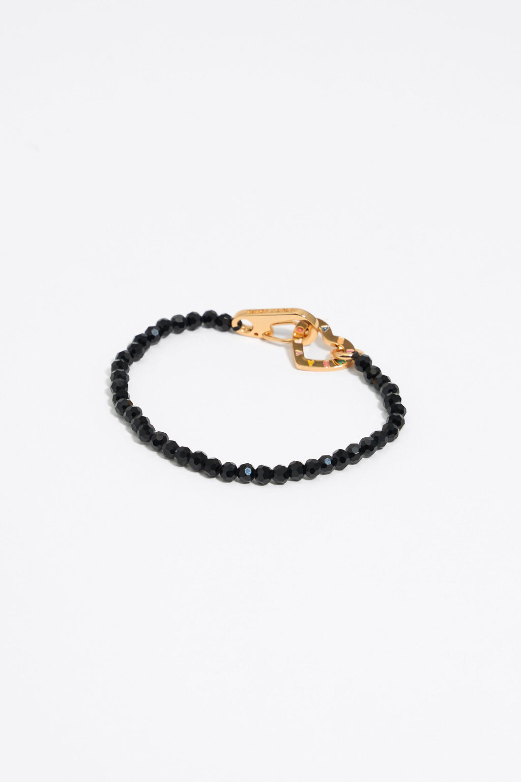 Logo heart black crystals bracelet