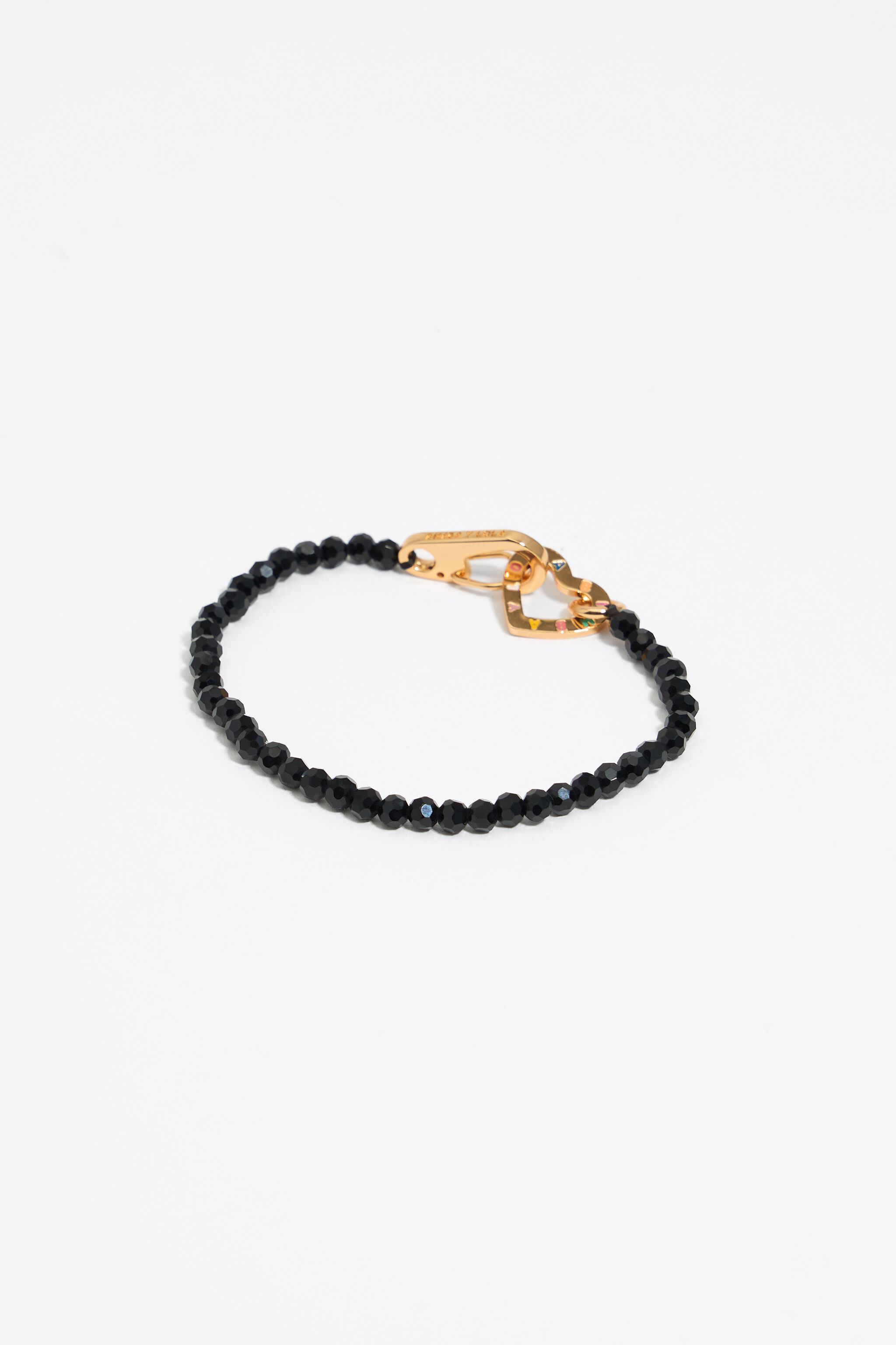 Logo heart black crystals bracelet