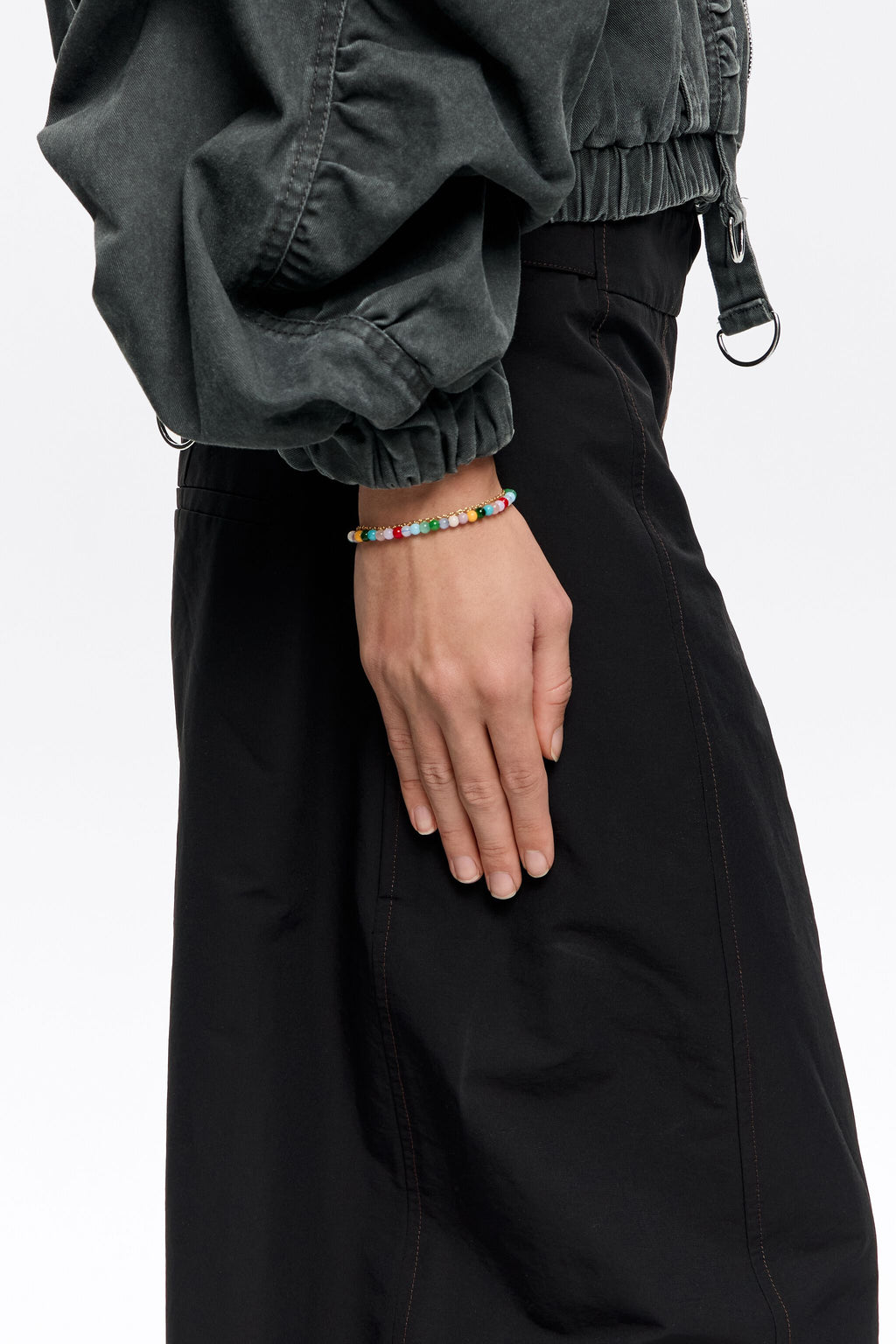 Double-chain bracelet with multicolor stones