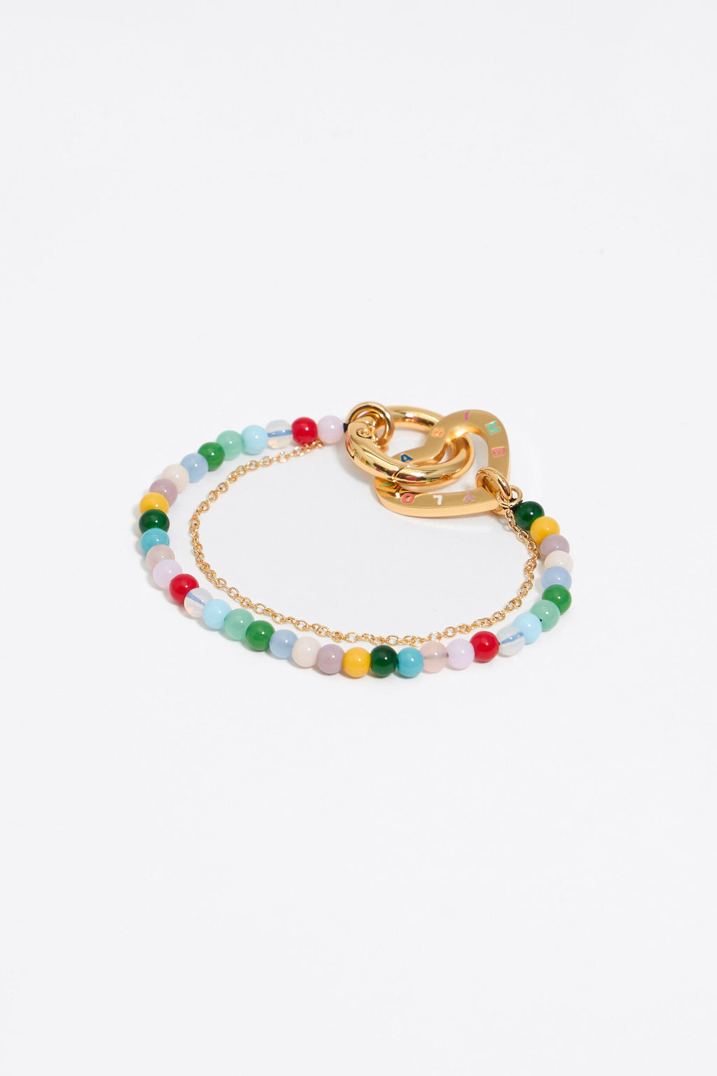 Double-chain bracelet with multicolor stones