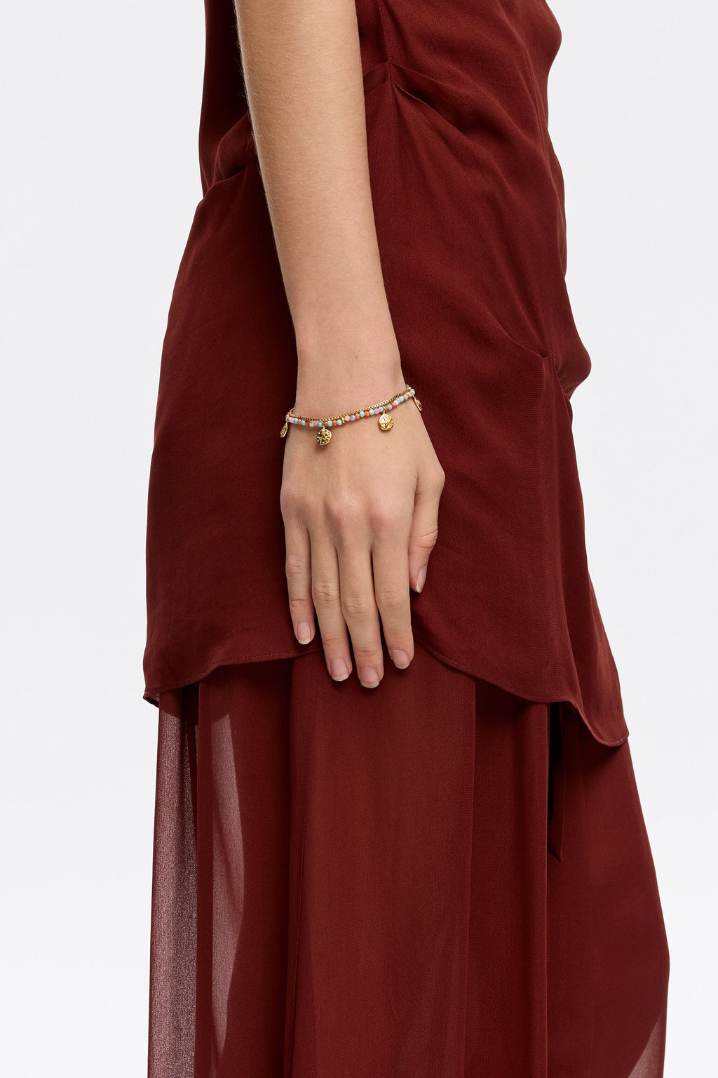 Multicolor stones coin logo bracelet