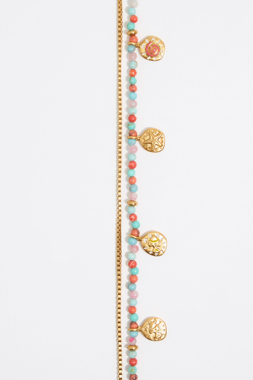 Multicolor stones coin logo bracelet