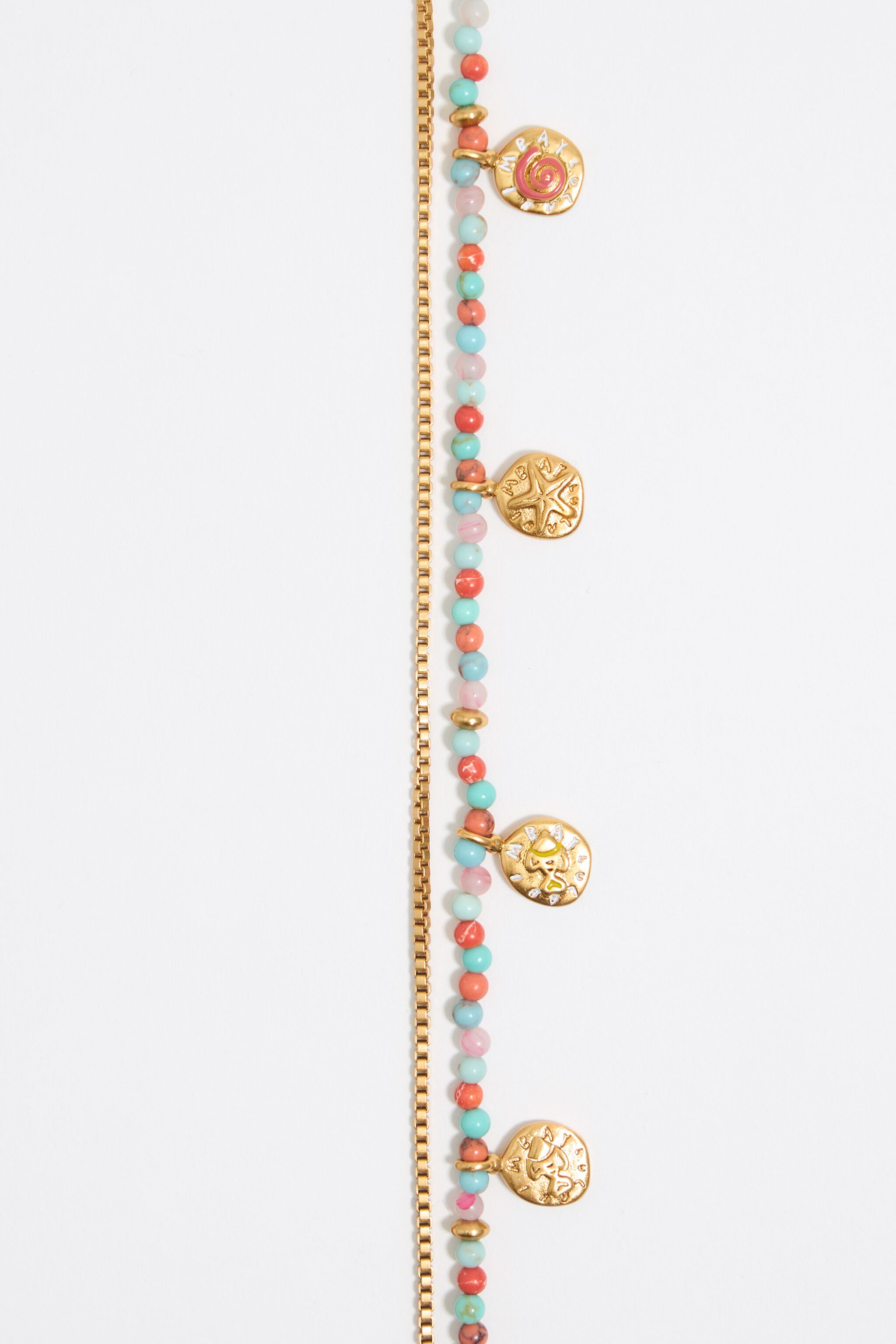 Multicolor stones coin logo bracelet