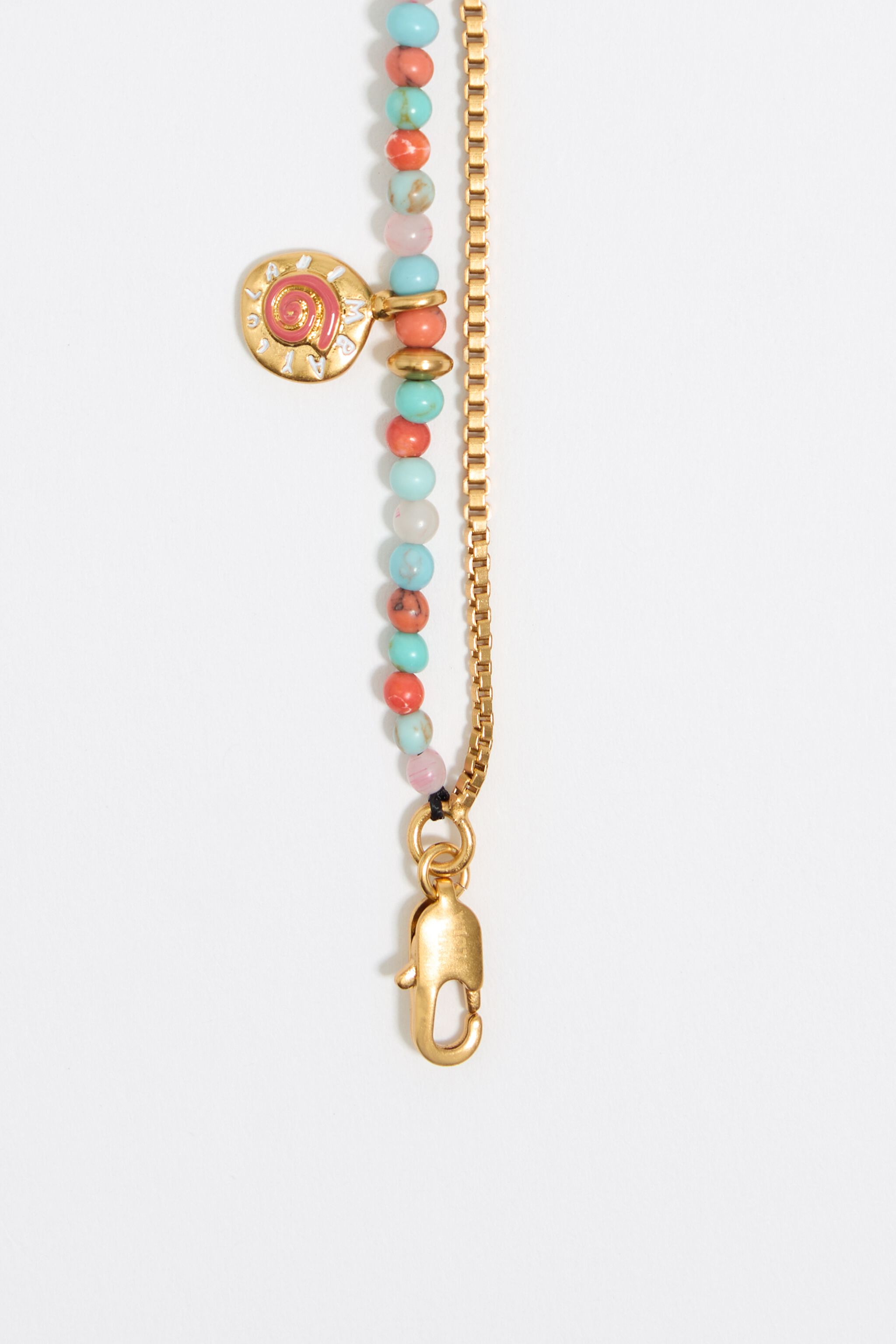 Multicolor stones coin logo bracelet