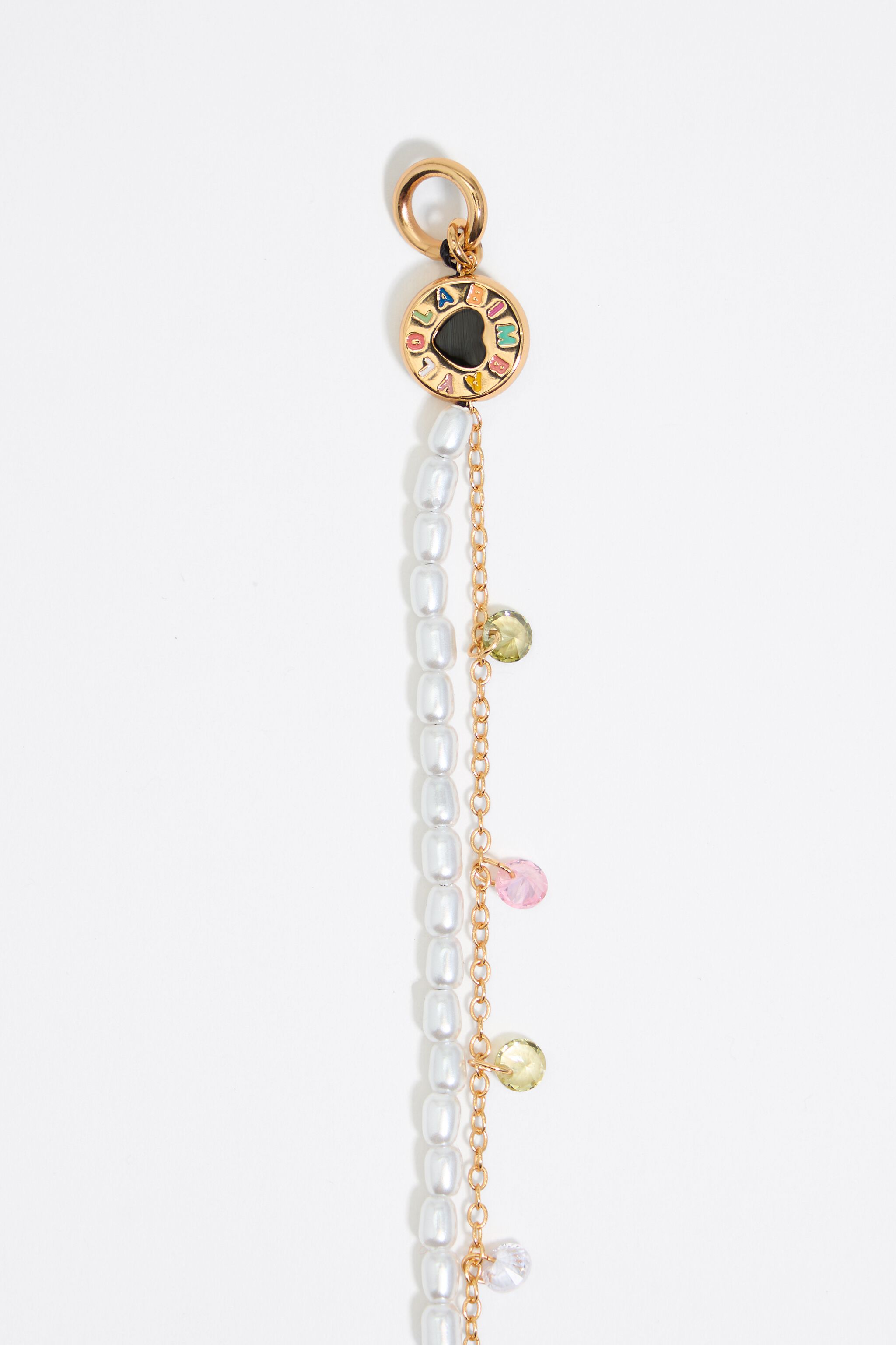 Pearls and crystals logo heart bracelet