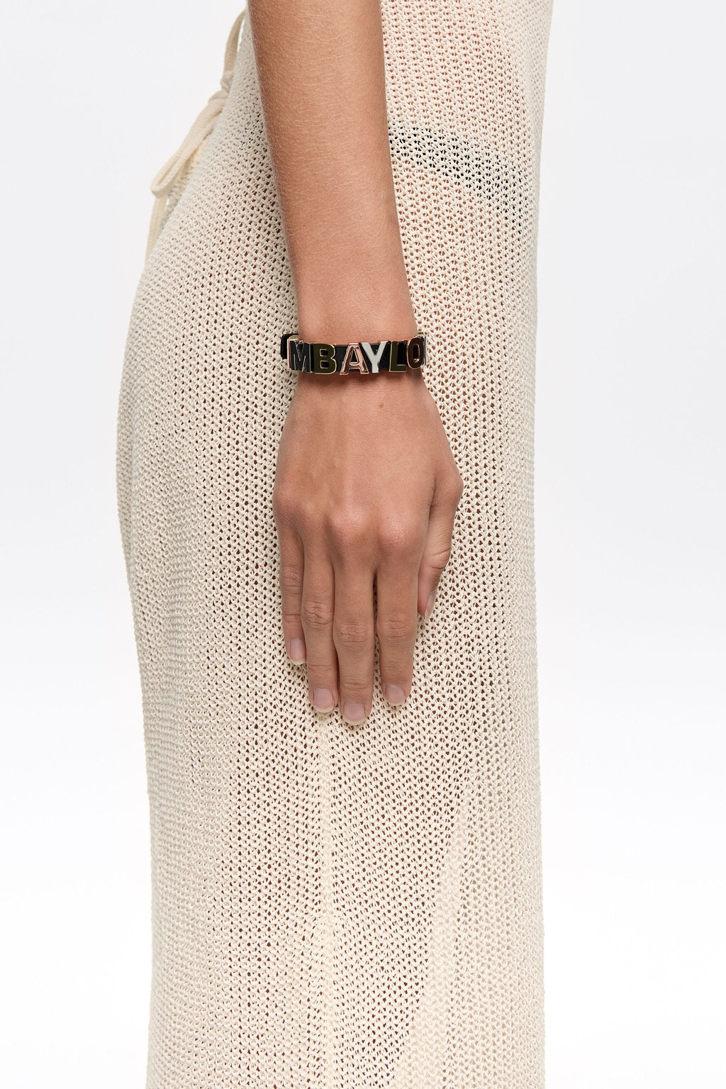 Three-tone logo strap bracelet