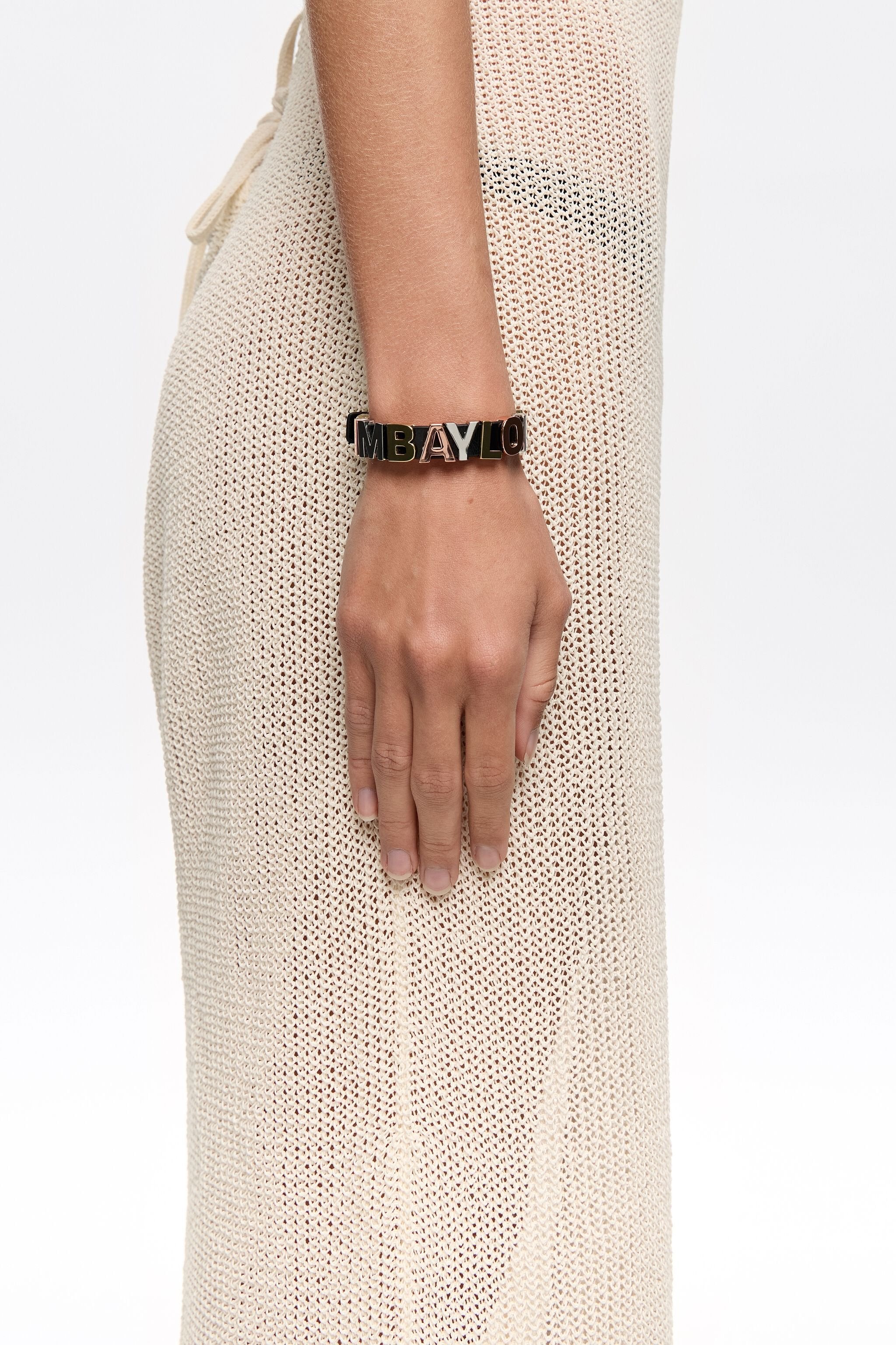 Three-tone logo strap bracelet