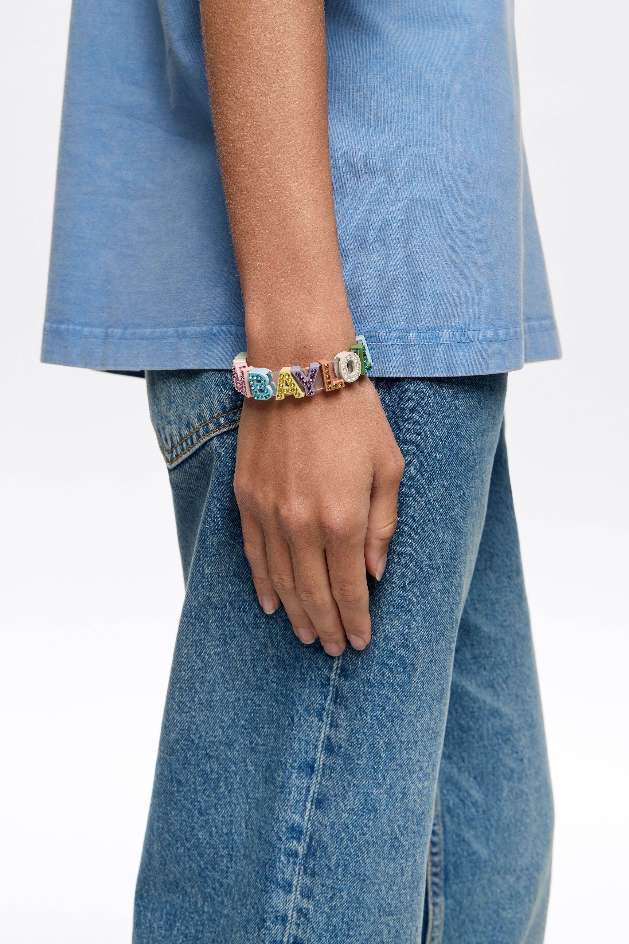 Crystal logo strap bracelet